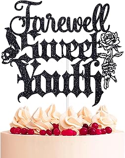 Farewell Sweet Youth Cake Topper, Funeral Birthday Decorations, Death to My Youth, Here Lies My Youth, Rip Theme Birthday Party Decorations Supplies for 20 30 40 50 Years Old
