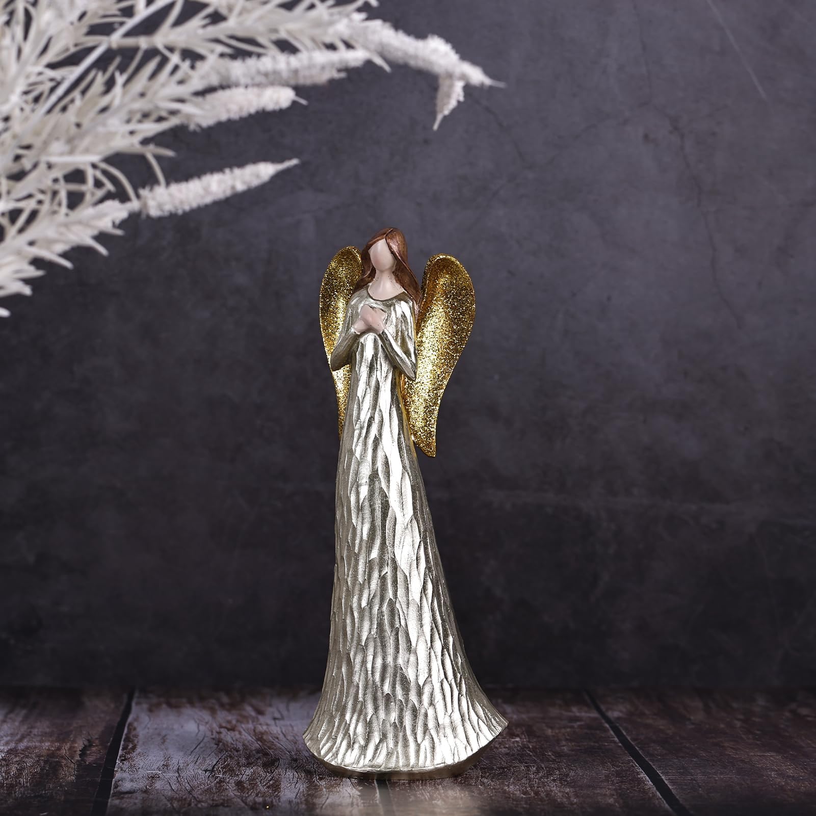 Angel Figurines Memorial - Gold Angel Statue Gifts for Friends, Loved one, Mother, Showing Love Gratitude Bereavement - 9.8" H