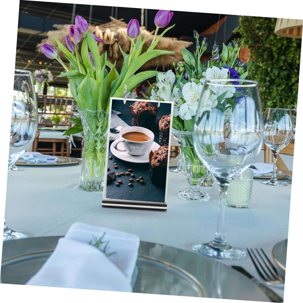 SHINEOFI 2pcs Tabletop Menu Display Stand Standing Sign Holder for Restaurant Commercial Use Document Holder for Menus and More Vertical