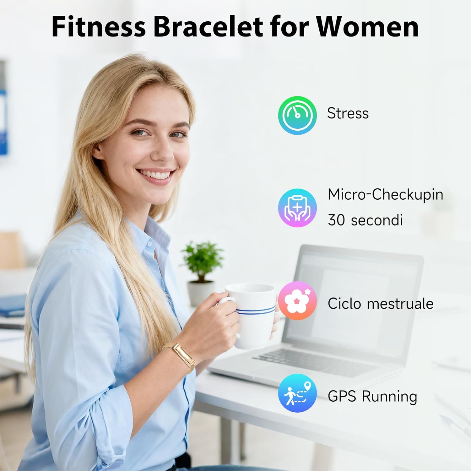 Activity Tracker for Women, Health and Fitness Wearable with 24/7 HRV/Blood Pressure/Heart Rate/SPO₂/Sleep Monitor and 35 Sports Modes, Menstrual Cycle Insights IP68 iOS Android