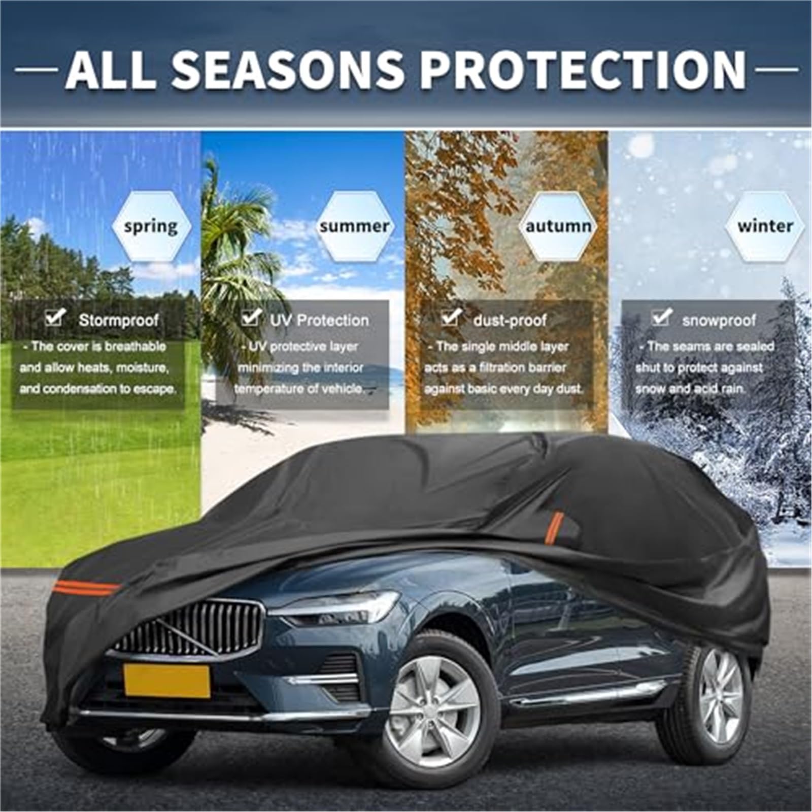 Pokrowiec na samochód, do VOLVO, XC60 2008-2022 PEVA Spunlace Cotton Outdoor Pełny pokrowiec Na każdą pogodę Wodoodporny Pokrowiec na samochód