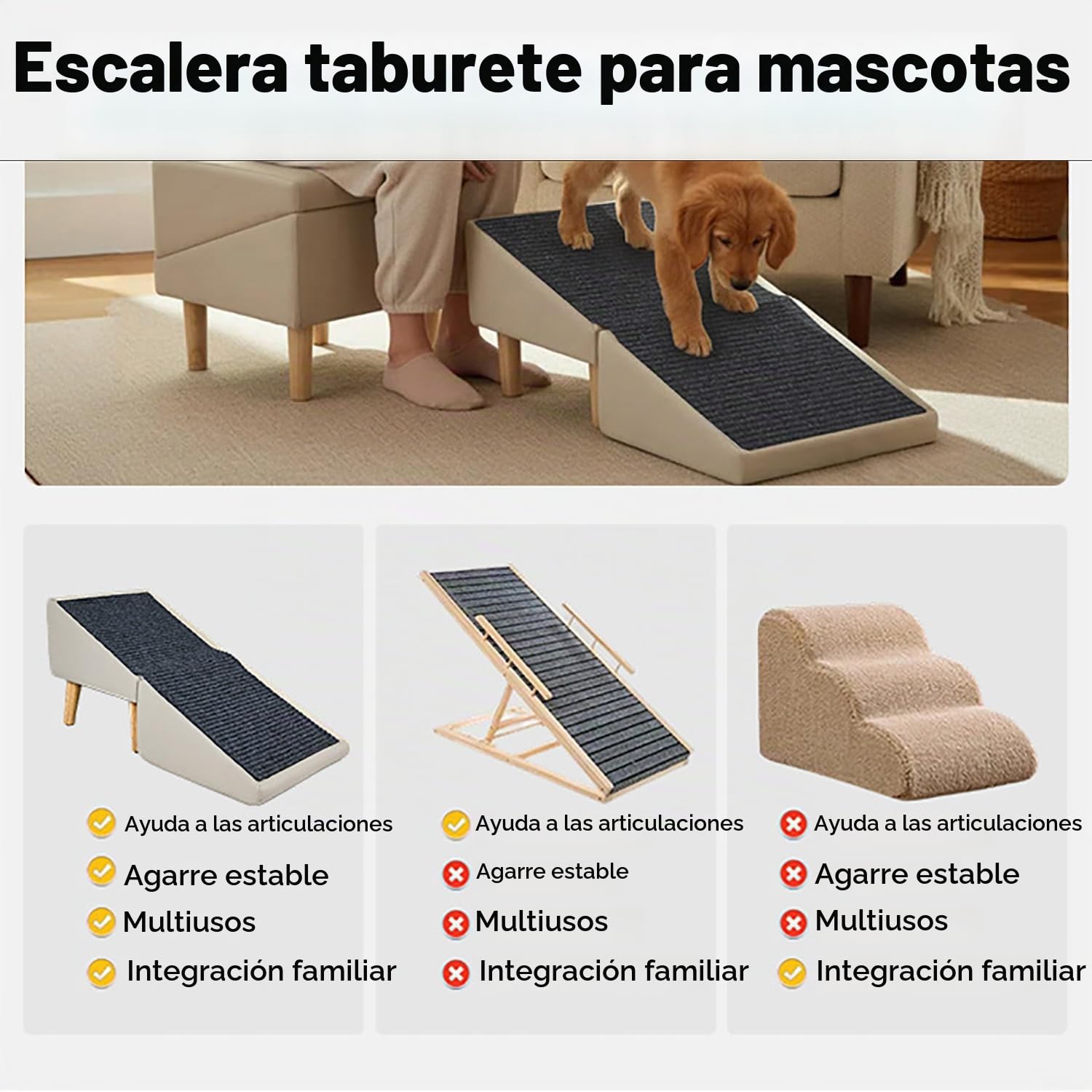 Escalera para Perros Pequeños，Escaleras De Mascotas Plegables 2 En 1 Y Otomana para El Sofá， Taburete Multifuncional para Pequeños y Gatos,Rampa para Perros y Gatos