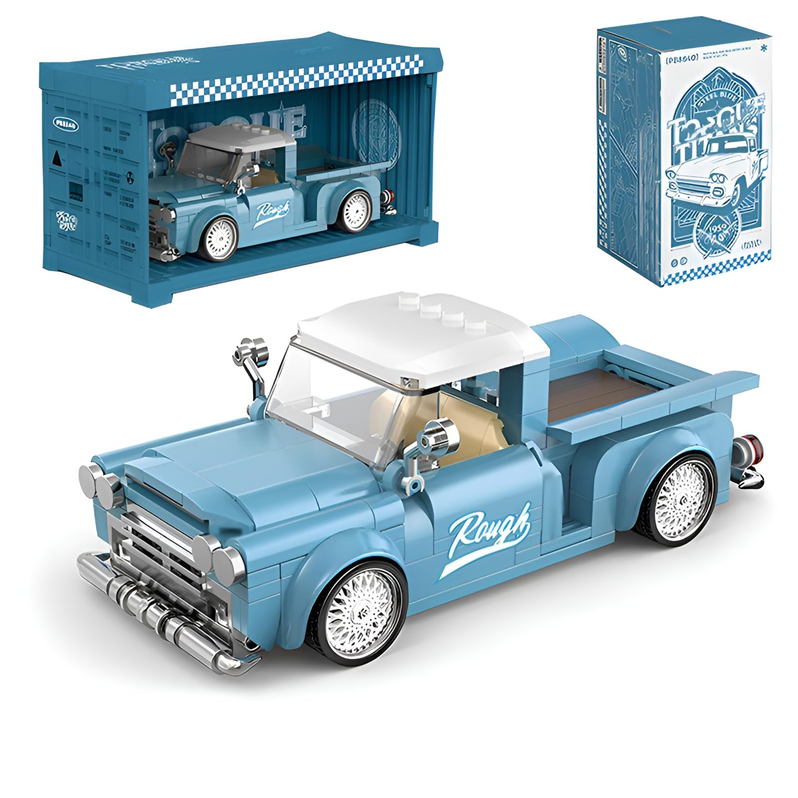 Retro Pickup Truck Building Blocks Set, 297Pcs Vintage Classic Car Model