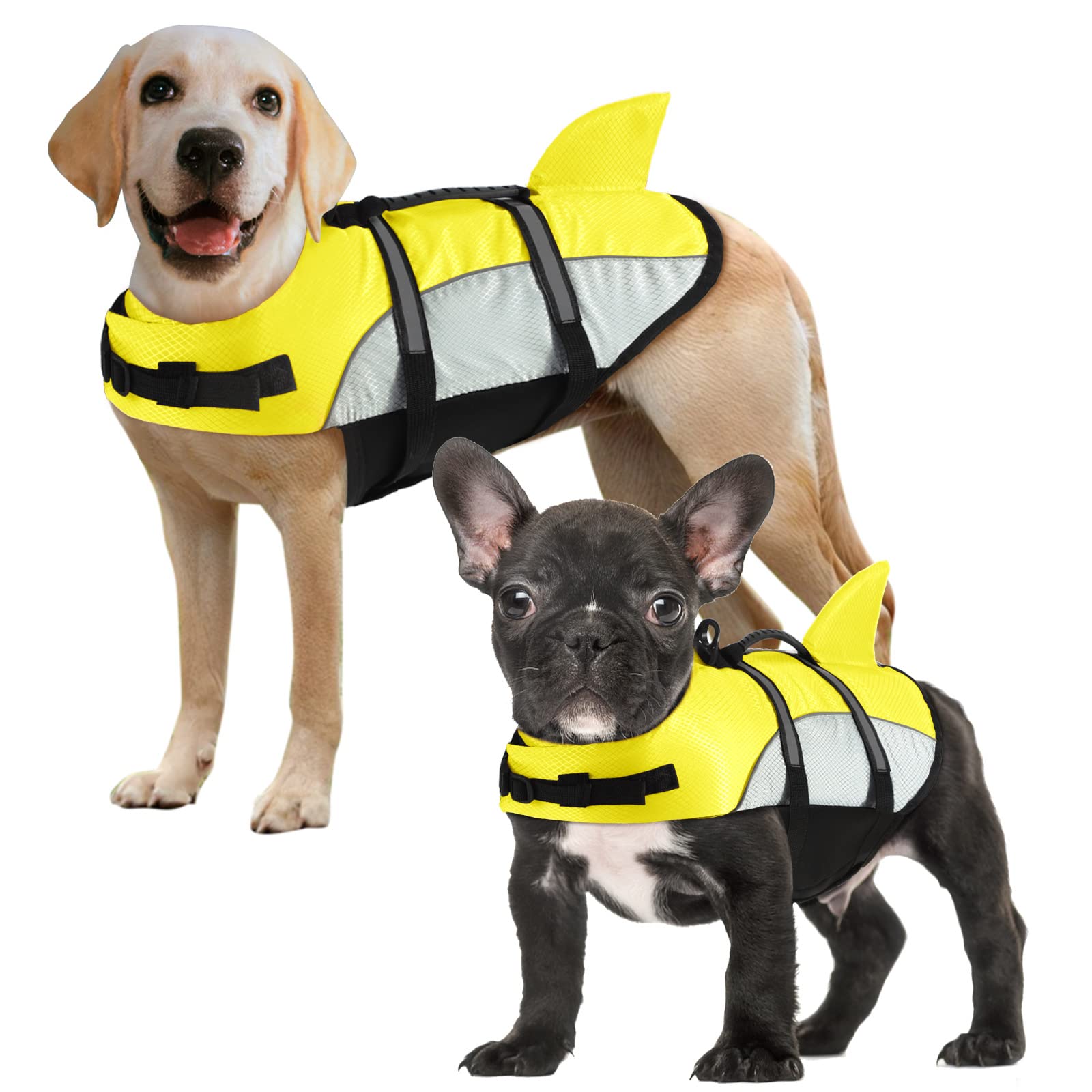 ALAGIRLS Chaleco salvavidas para perros, chaleco salvavidas reflectante, chaleco salvavidas para perros y mascotas, traje de baño de verano para mascotas ALADLJ001 amarillo XXL