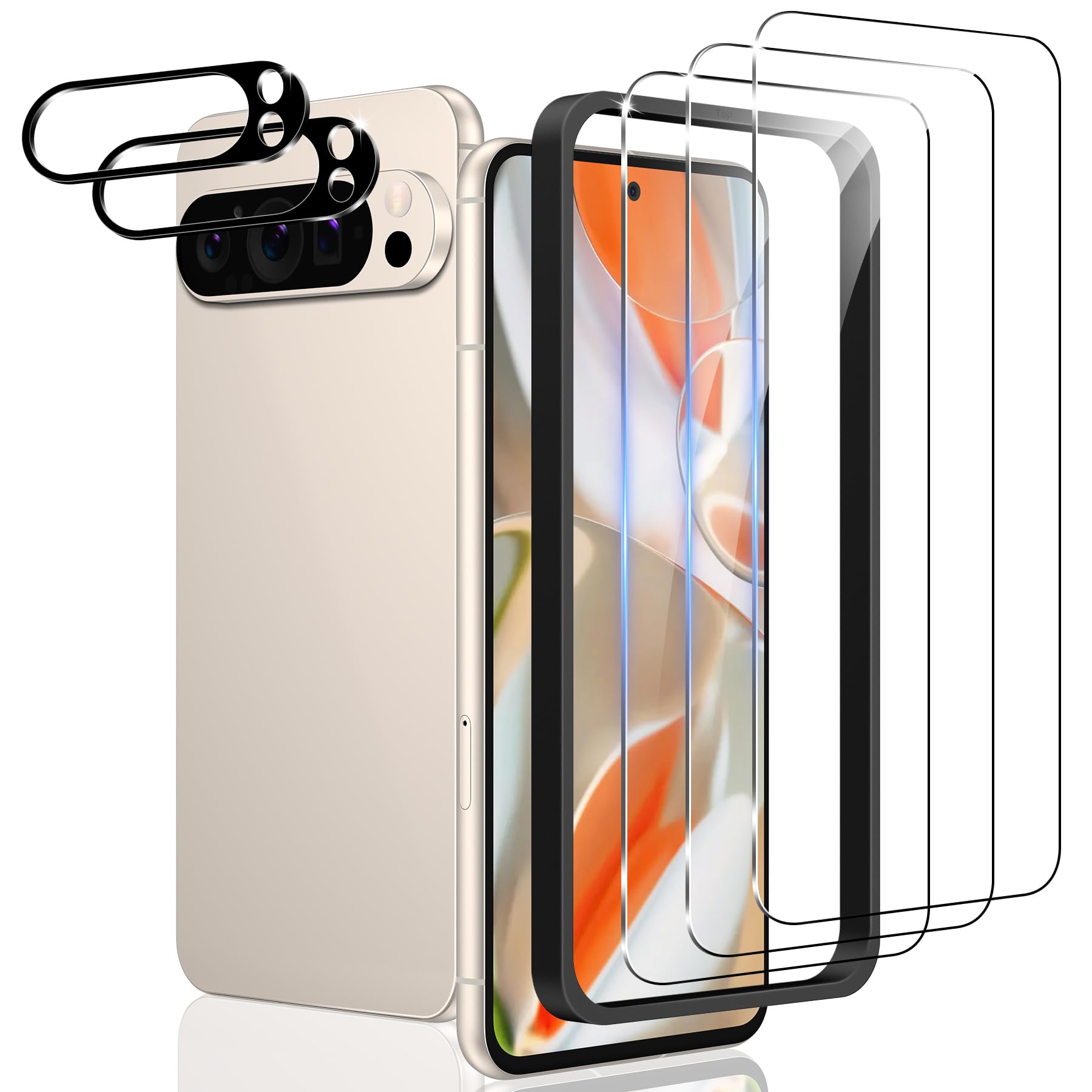 WYQLTD[3+2 Pack] for Google Pixel 9 Pro XL Screen Protector and Camera Lens Protector, Fingerprint Unlocking, 9H Hardness Tempered Glass High Definition Scratch and Shatterproof