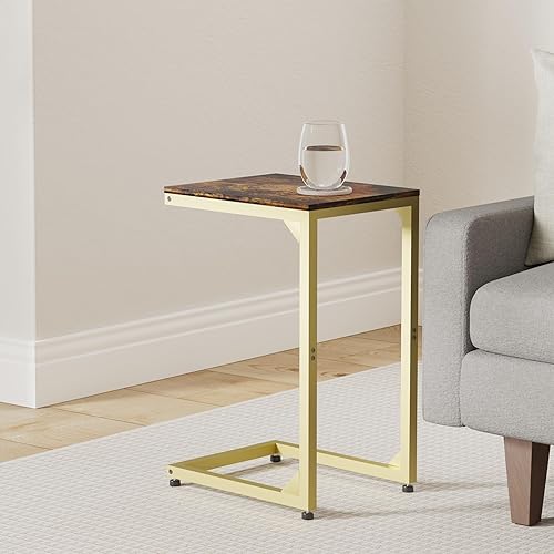 Miniatura 2 de Mesa auxiliar de mesa C con marco de metal, mesa auxiliar pequeña para sofá, mesa de bandeja de TV para sala de estar, dormitorio, mesita de noche,