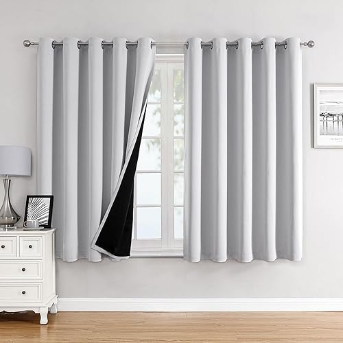 Miniatura 17 de ChrisDowa Cortinas 100% Opacas para Dormitorio con Forro Negro, 2 Capas Gruesas Totalmente Opacas con Aislamiento Térmico y Ojales, Cortinas de