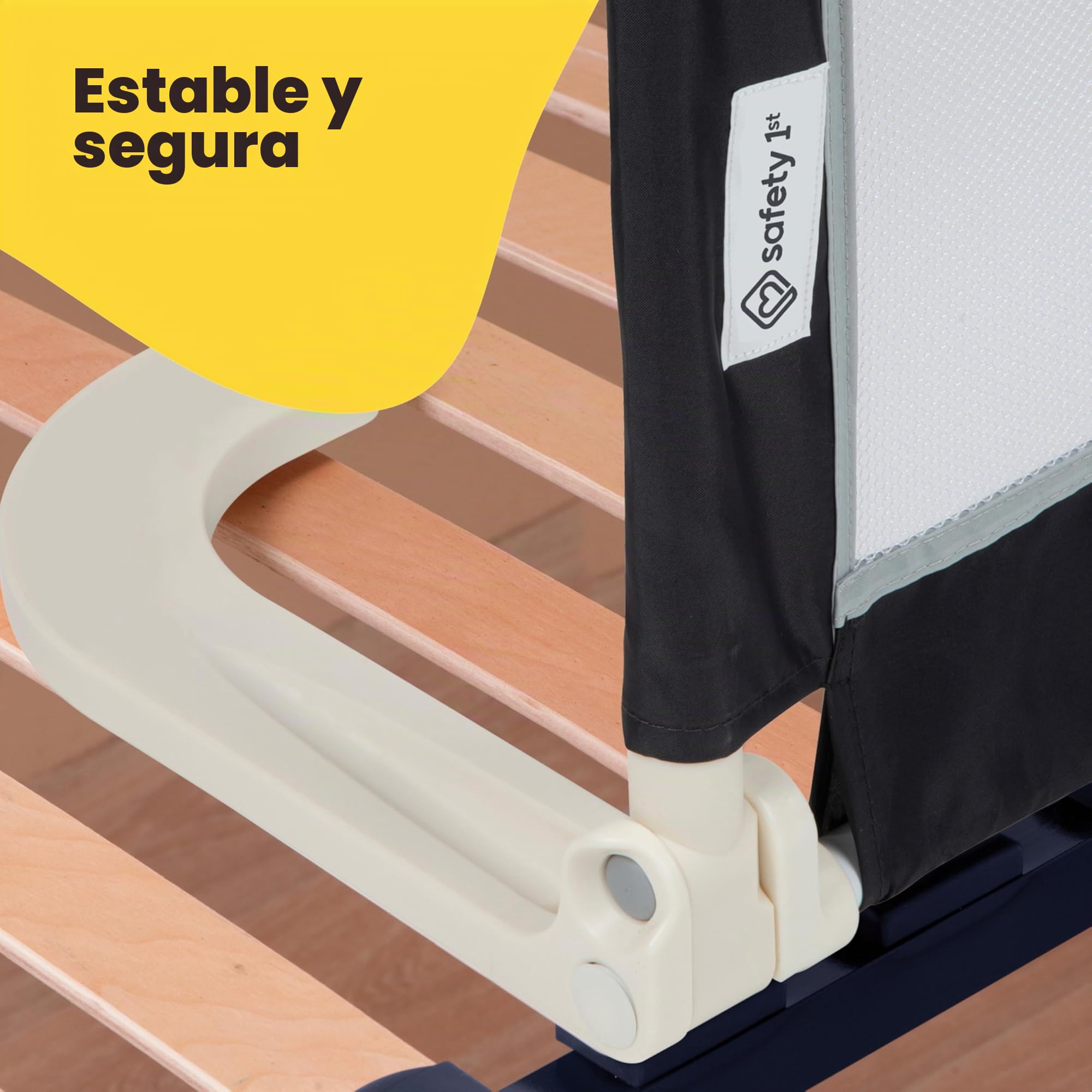 Safety 1st Barrera Cama Portátil, Barrera de Seguridad Niños Cama Plegable, 18M-5A, Barrera Cama Niños Viaje, Tejido de Malla, Fácil Instalación, Bloqueo Automático, Fácil Transporte, Blue