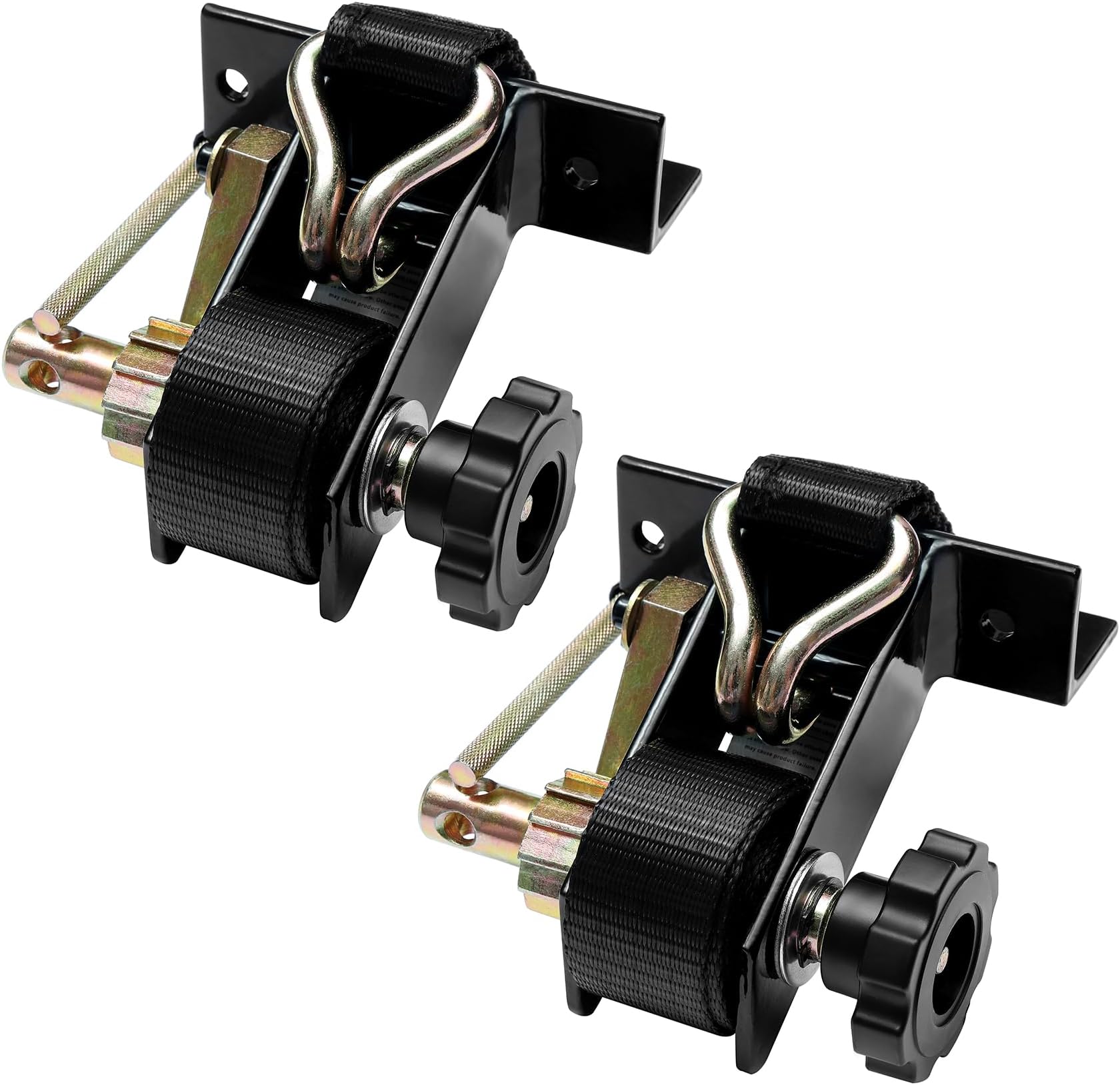 Ladder Rack Ratchet Straps with JHook (Pair), 1.4" Black Square Tube Mount, 1.5