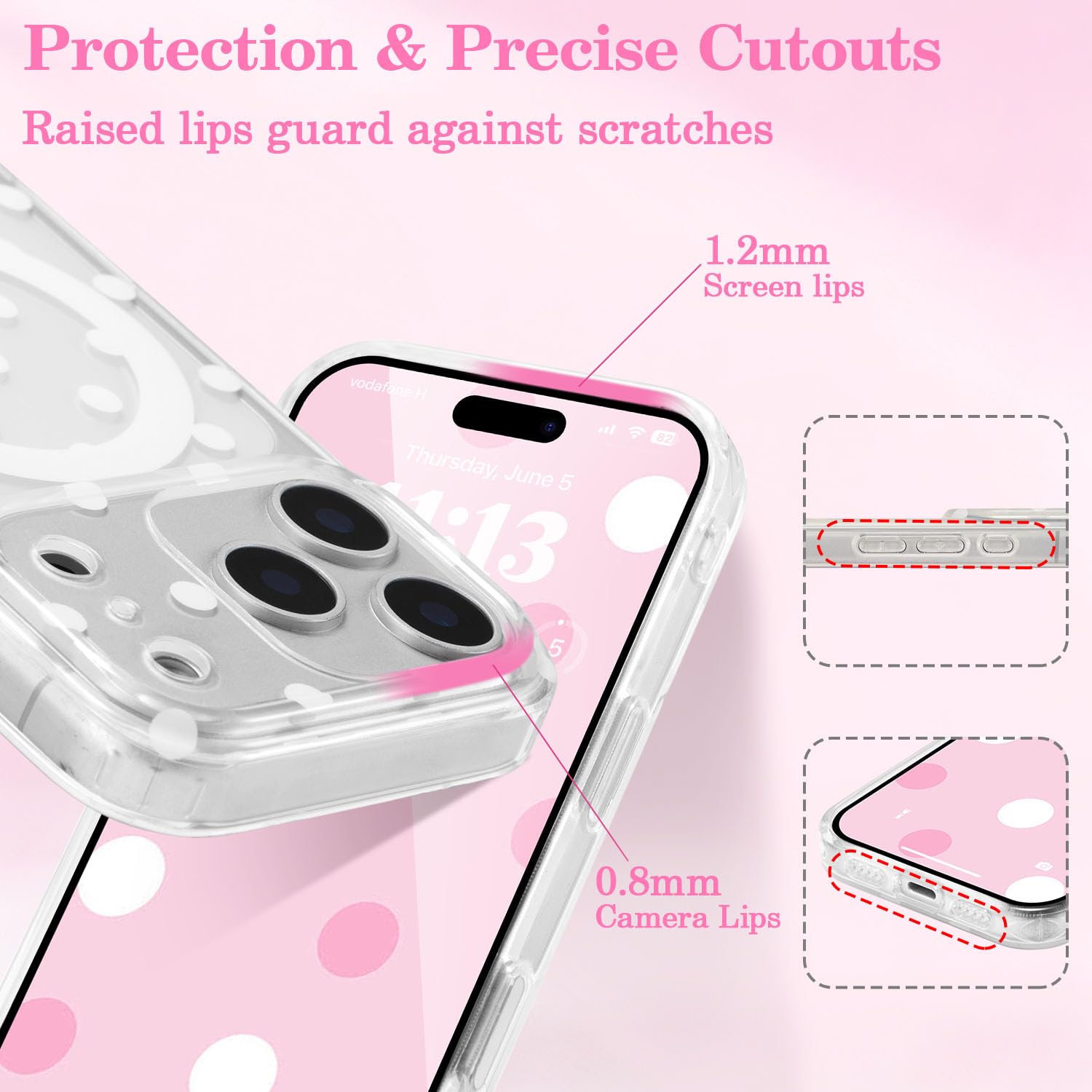 Amazon.co.jp: UEEBAI 対応 iPhone 17 Pro 用の ケース TPU ドット柄
