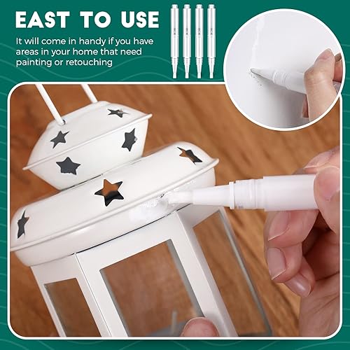 Miniatura 7 de Paquete de 2 en 1 bolígrafo de pintura de retoque con pincel recargable, lápiz de pintura transparente al óleo vacío para retoques de pared,