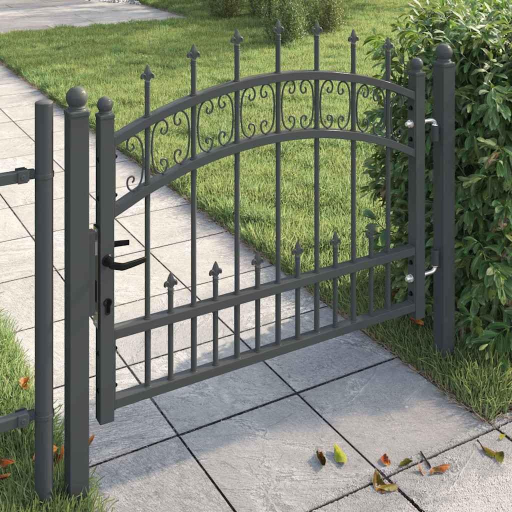 Puerta De Cerca Acero 103x75 cm Punta De Lanza | Cerrojo Deslizante, Estilo Tradicional, Fácil Mantenimiento, Para Jardín O Terraza