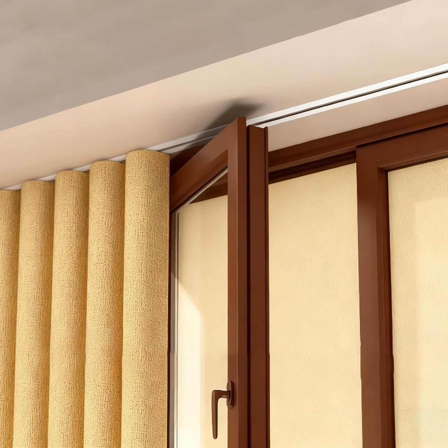 ZAQYCM Ultra Thin Ceiling Curtain Track Fits All Window, Hidden Curtain Rail Ceiling Mount Set for Heavy Curtains Indoor Outdoor, Recessed Sliding Room Dividers Traverse Rod(White,823cm/27ft)