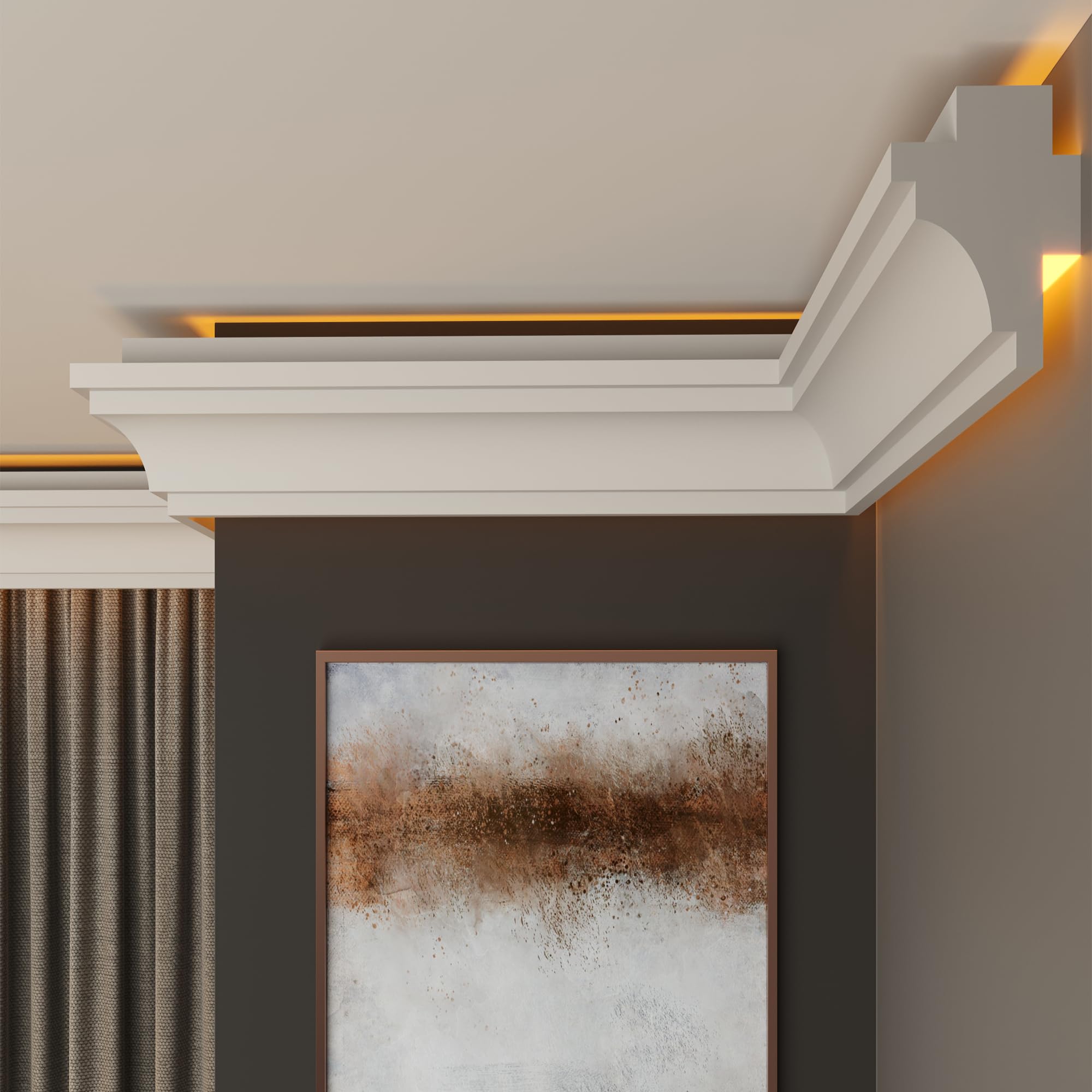 FAST DECOR XPS Ceiling Cornice Coving – Extruded Polystyrene Moulding Trim, Lightweight Decorative Coving for Ceilings, LED Coving, LED Cornice, LED Lighting Coving (CLL14, 10M (5 Length))