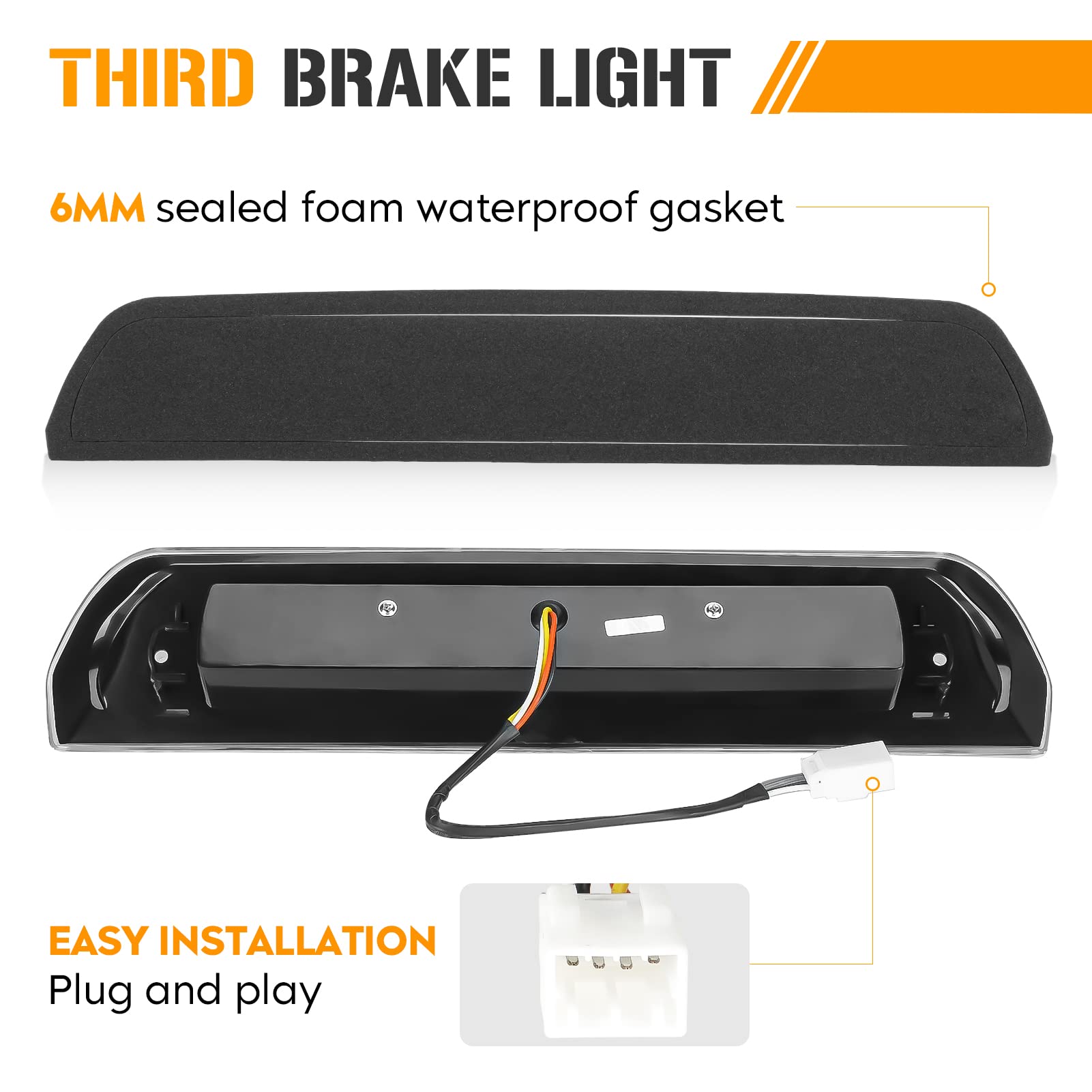 Smoke LED Third Brake Light Cargo Lamp For Dodge Ram 1500/2500/3500 2002-2009 – Red/White, Plug & Play Replacement