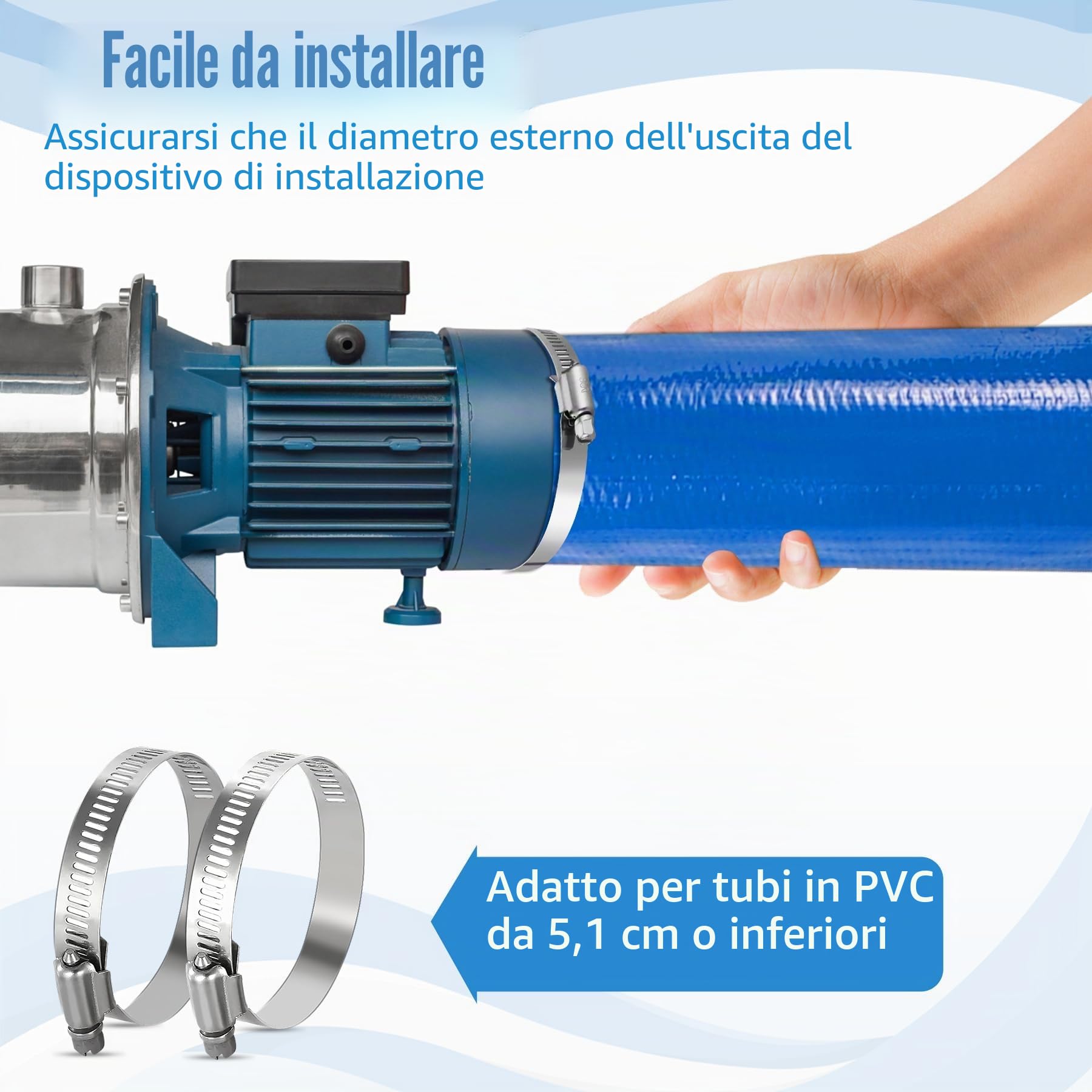 Tubo per Controlavaggio per Piscina, 5CM x 10 M Tubo Flessibile di Scarico Piatto, Tubo di Scarico per Controlavaggio con 2 Clip, Tubo Piatto in Tessuto PVC per Pompe Sommerse e Pompe dell'Acqua