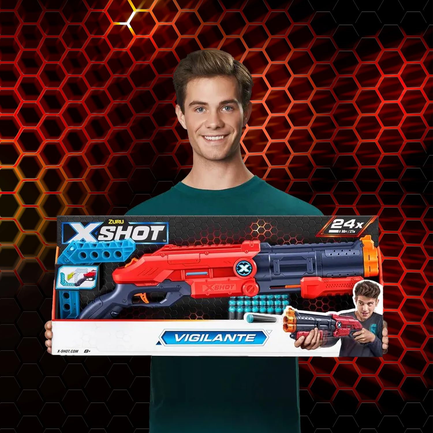 Candide, X-Shot, Lançador de Dardos, Red Vigilante - 24 Dardos