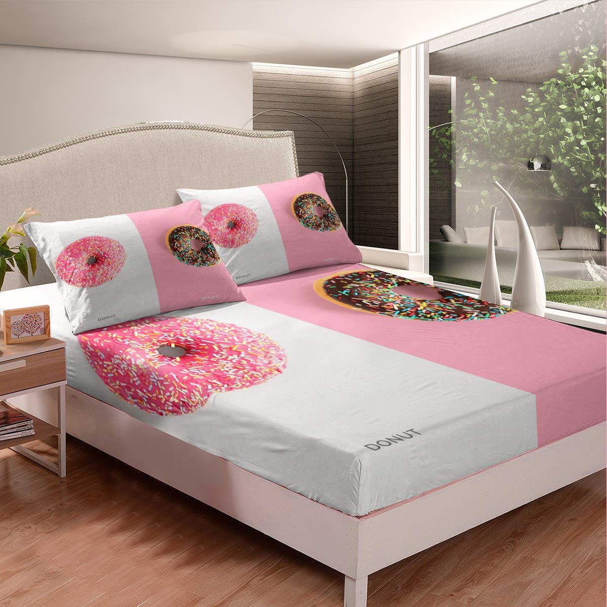 Set Copripiumino Motivo Ciambelle E Dessert | Microfibra Morbida | 3 Pezzi | Singolo/Doppio/King - Foto 7