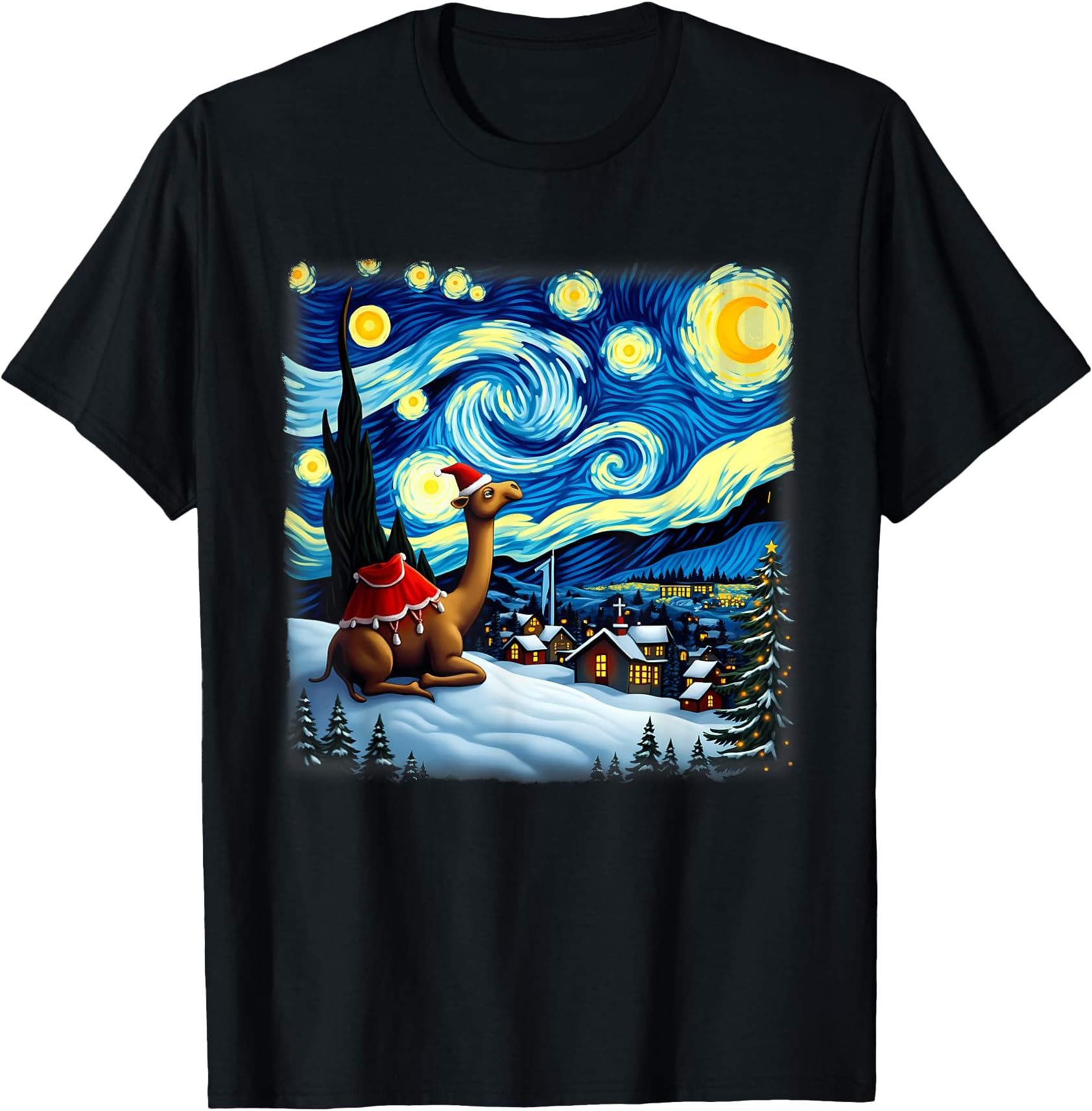 Van Gogh Camel Xmas TeesChristmas Camel Starry Night T-Shirt