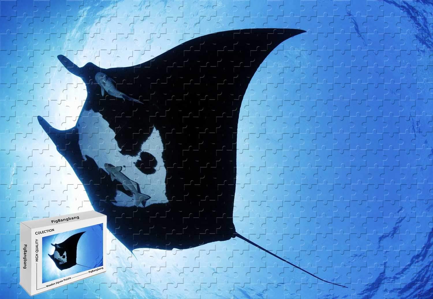 1000 Piece Jigsaw Puzzle - Manta Ray Sea Creature Basswood Materials 29.5 X 19.6 Inch