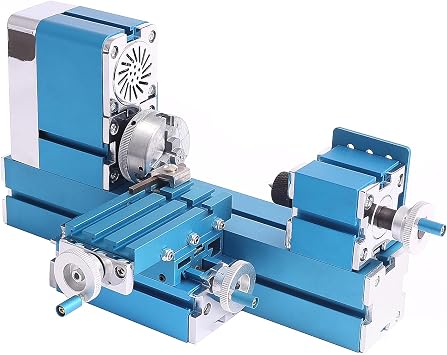 Mini Metal Lathe Machine, Universal CNC DIY Tool Benchtop Wood Lathe, Motorized Metalworking, Bench Top Drilling Machine for Hobby, Science Education, Model Making