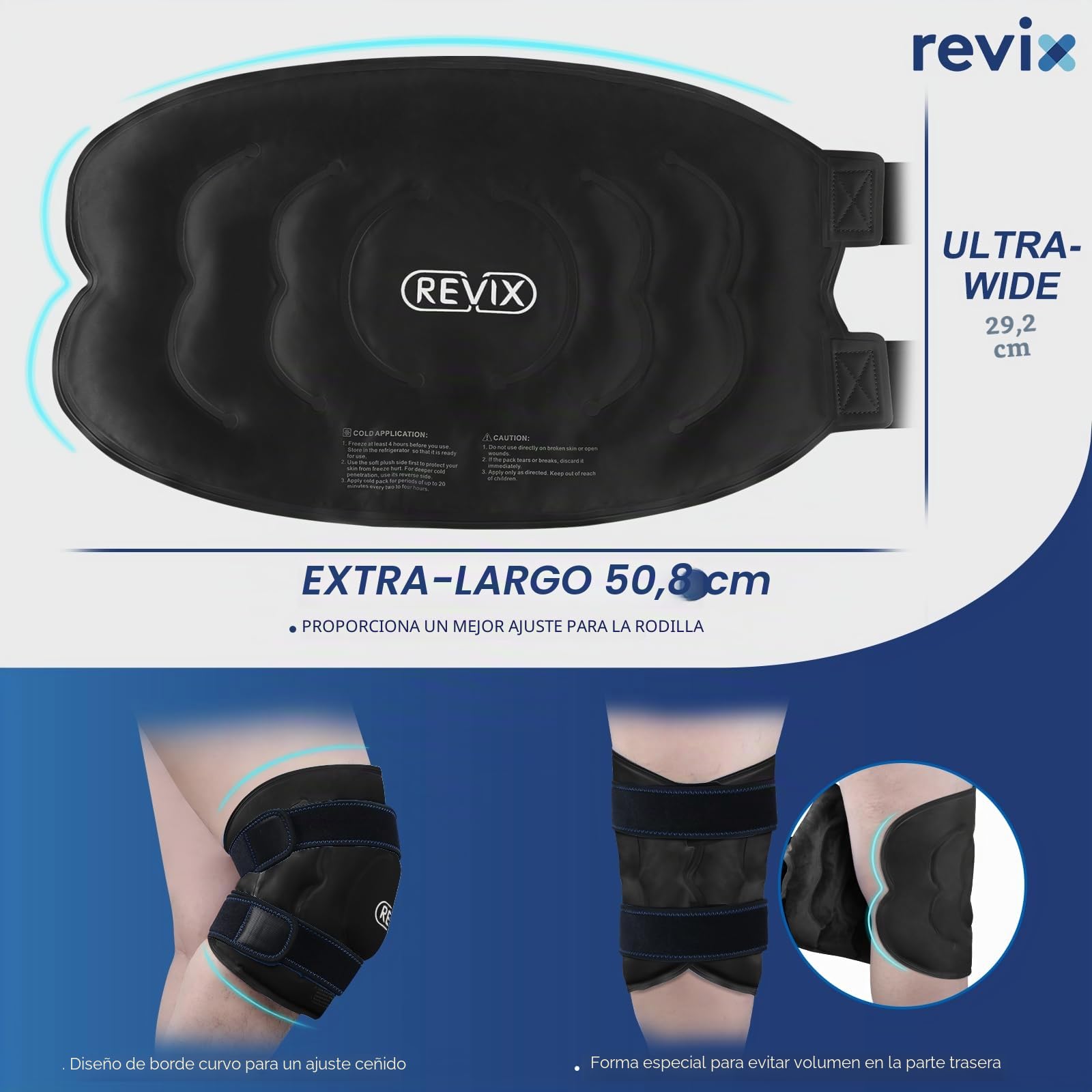 REVIX Paquete de hielo XXXL de 20 pulgadas para rodillas reutilizable, envoltura de rodilla de hielo con compresión fría para artritis, desgarro de menisco y ACL