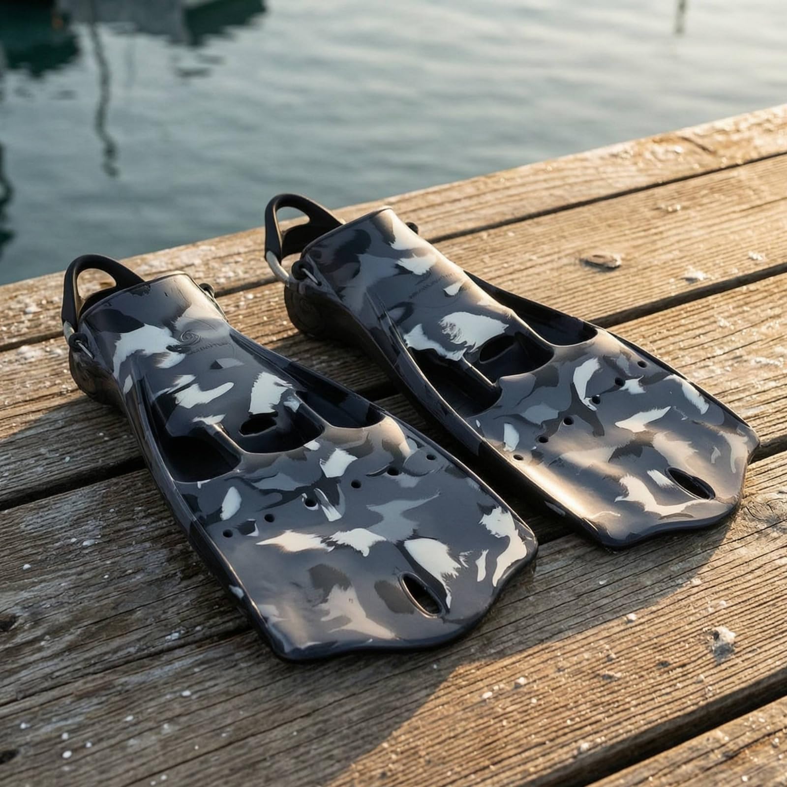 Aletas de Buceo Aletas Aletas de Natación Aletas de Snórquel Propulsión Eficiente con Diseño Ventilado y Hebilla de Resorte Ajustable Adecuadas para , Camuflaje Blanco Y Negro , M（36-41）
