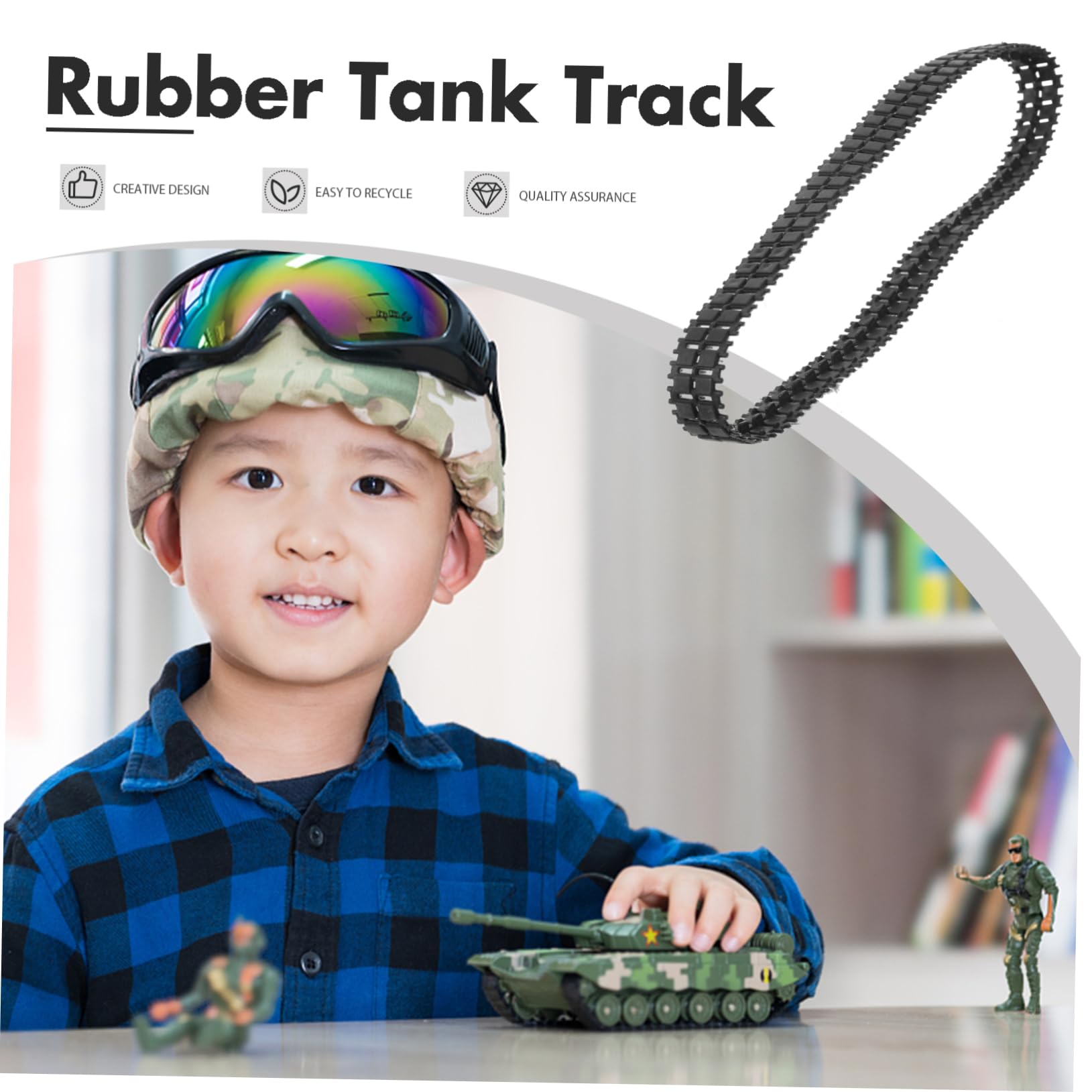 ORFOFE Toy Crawler Track DIY Set 4pcs Rubber Tank Tracks for Remote Control Tank Robo Toy and Wheel