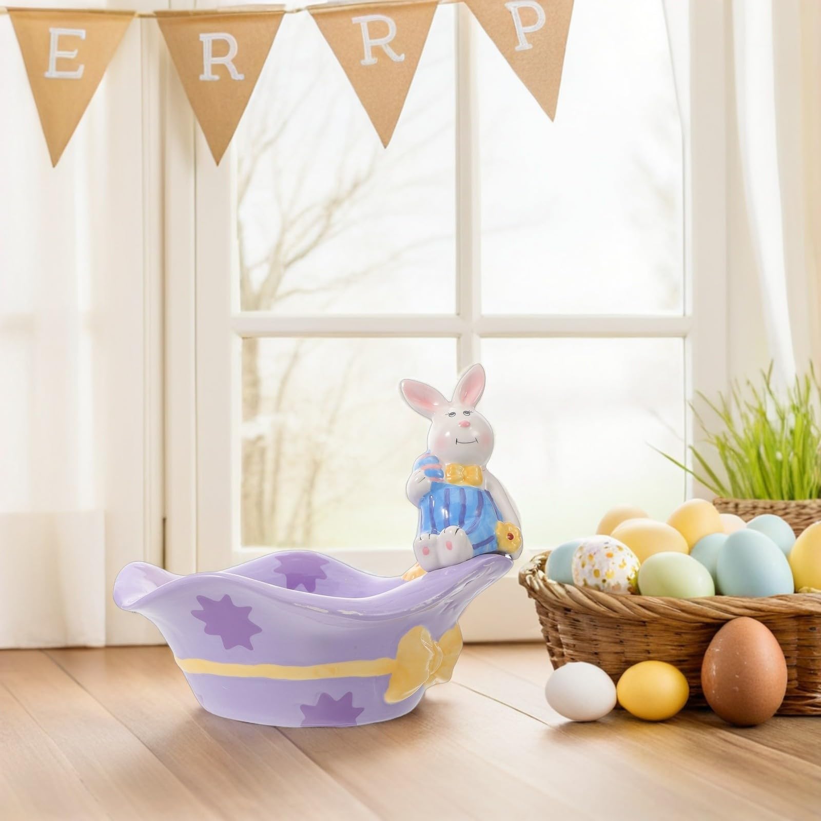 Ciotola Coniglietto Pasquale in Ceramica per Dolci e Snack | Forma a Coniglio, per Caramelle e Piccoli Dessert, Manutenzione Semplice, per Feste di Primavera e Pasqua