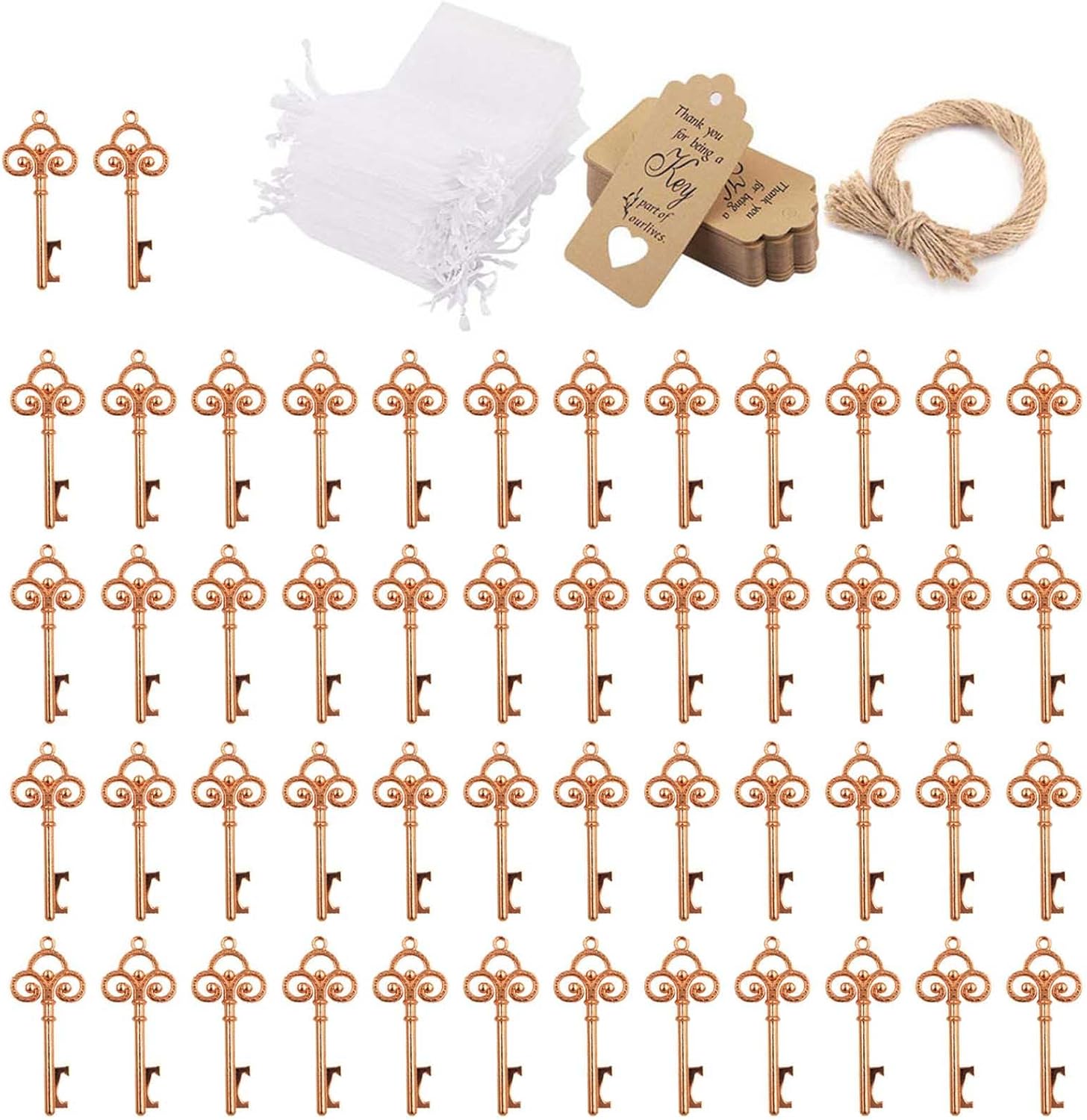 Hochzeits-Gastgeschenke Set – 30 Skelett-Schlüssel Flaschenöffner Mit Dankeskarten