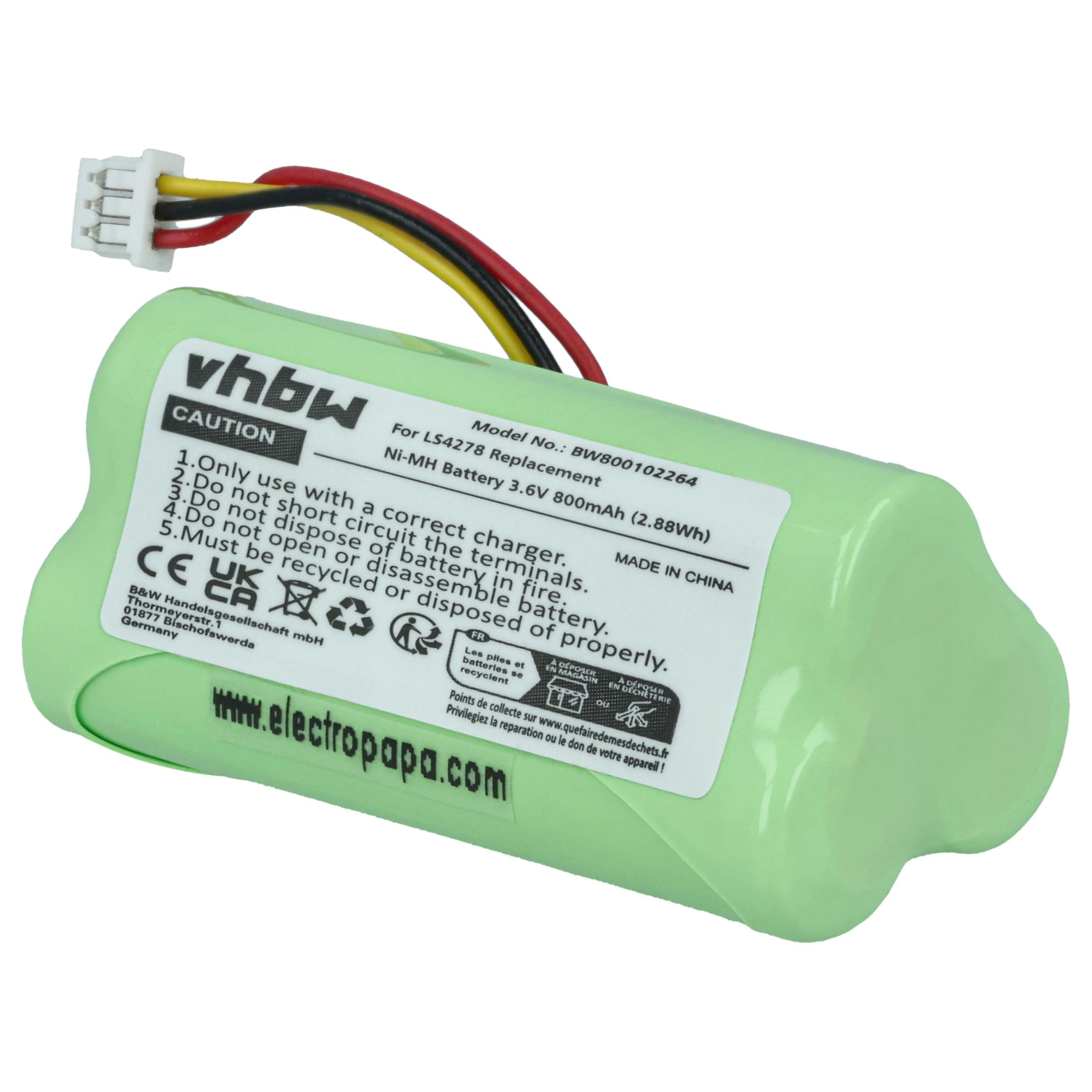 vhbw 10x Batterie Compatible avec Zebra DS6878, LI4278, LS4278 Scanner de Code-Barre POS (800mAh, 3,6V, NiMH)
