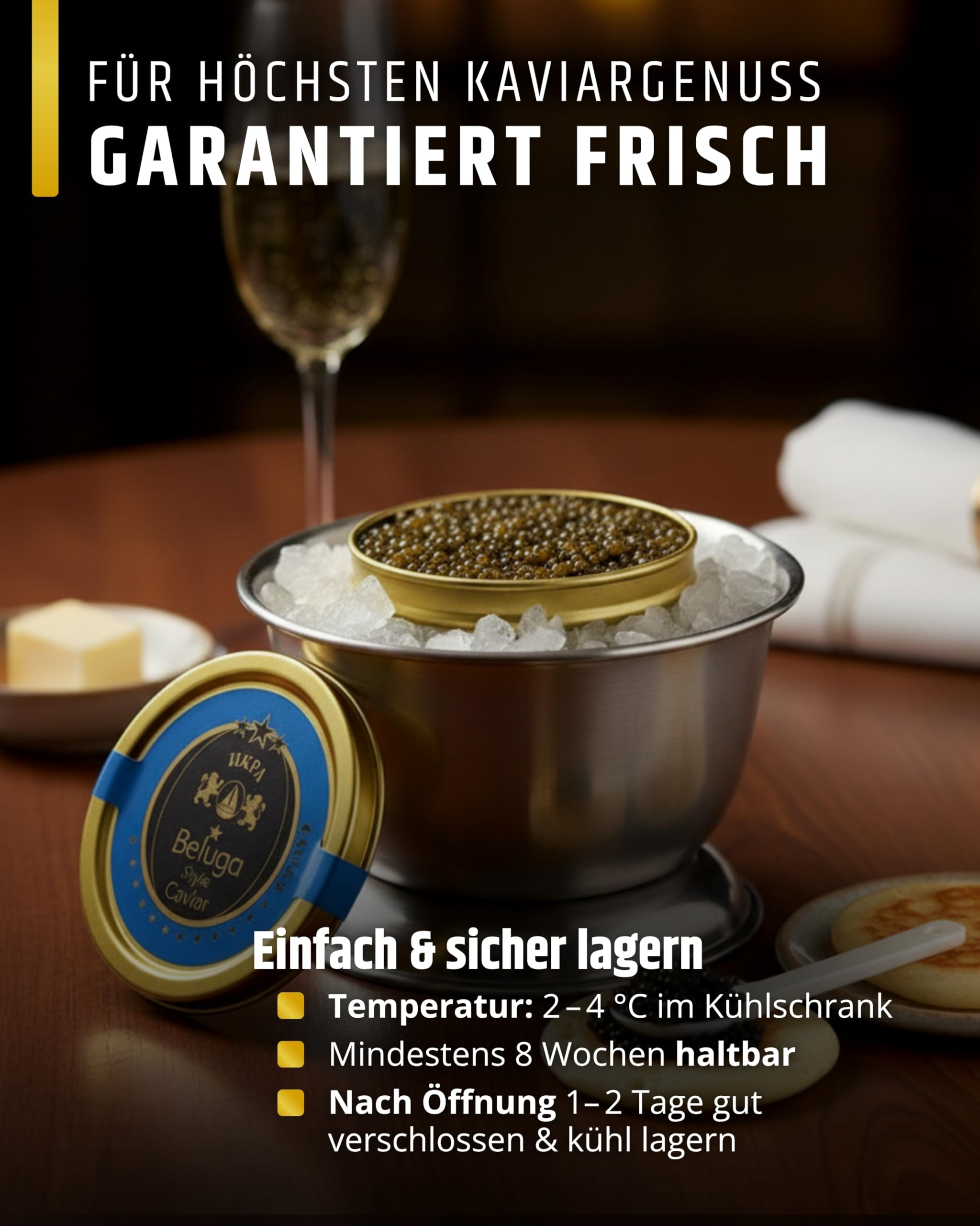 SEPEHR DAD CAVIAR Beluga Premier Kaviar 50 g I großes Korn 2,9-3,1 mm I Beluga Premier Caviar aus nachhaltiger Aquakultur I mild & fein-sahnig I exklusiver Stör Kaviar aus Kaluga Hausen Störrogen