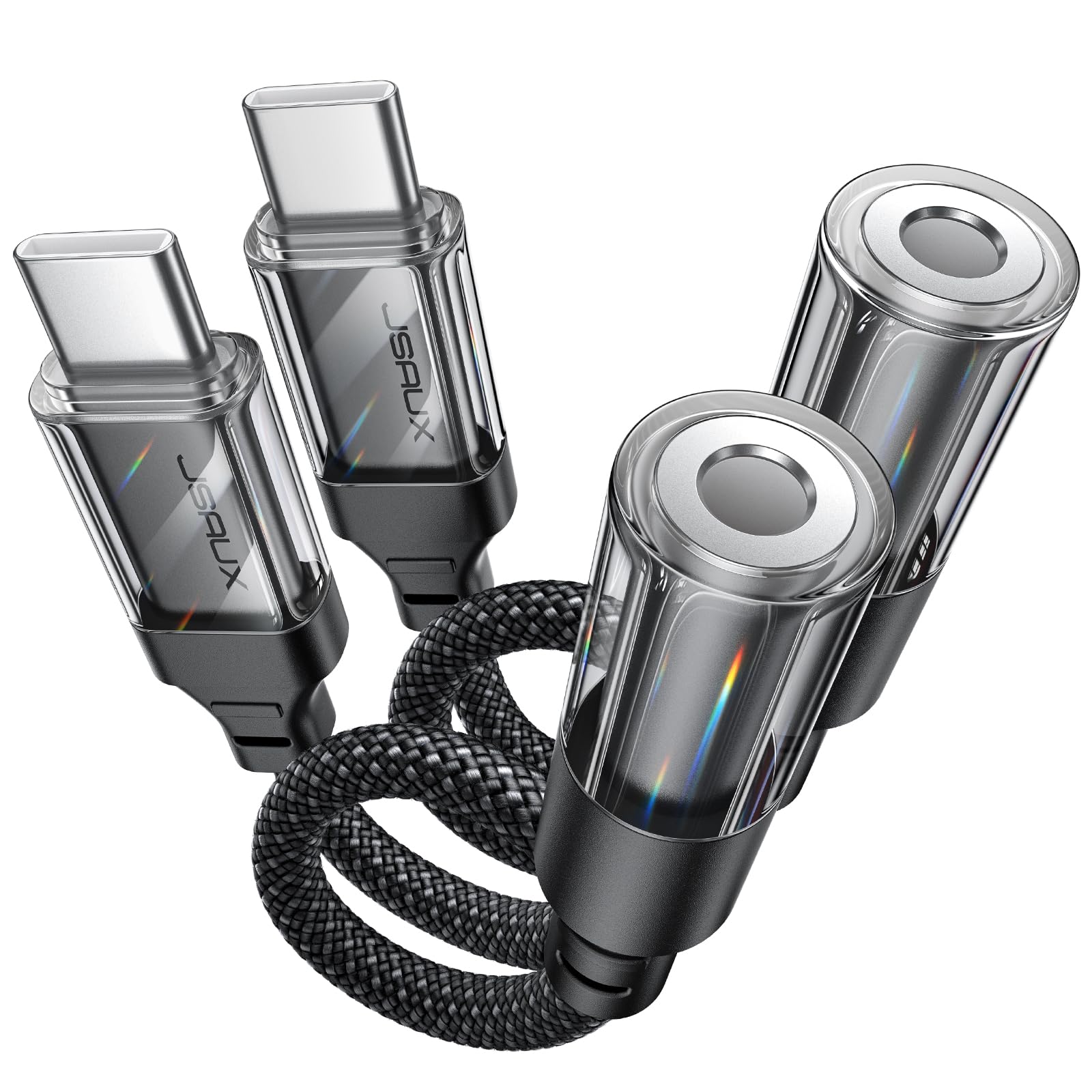 JSAUX USB C to 3.5mm Jack Adapter [2Pack], AUX to USB C Audio Headphone Dongle Cord, 3.5mm to Type C Compatible with iPhone 16/15 Pro Max, Samsung Galaxy S24/S23/S22 Ultra, iPad Pro, Pixel 9/8