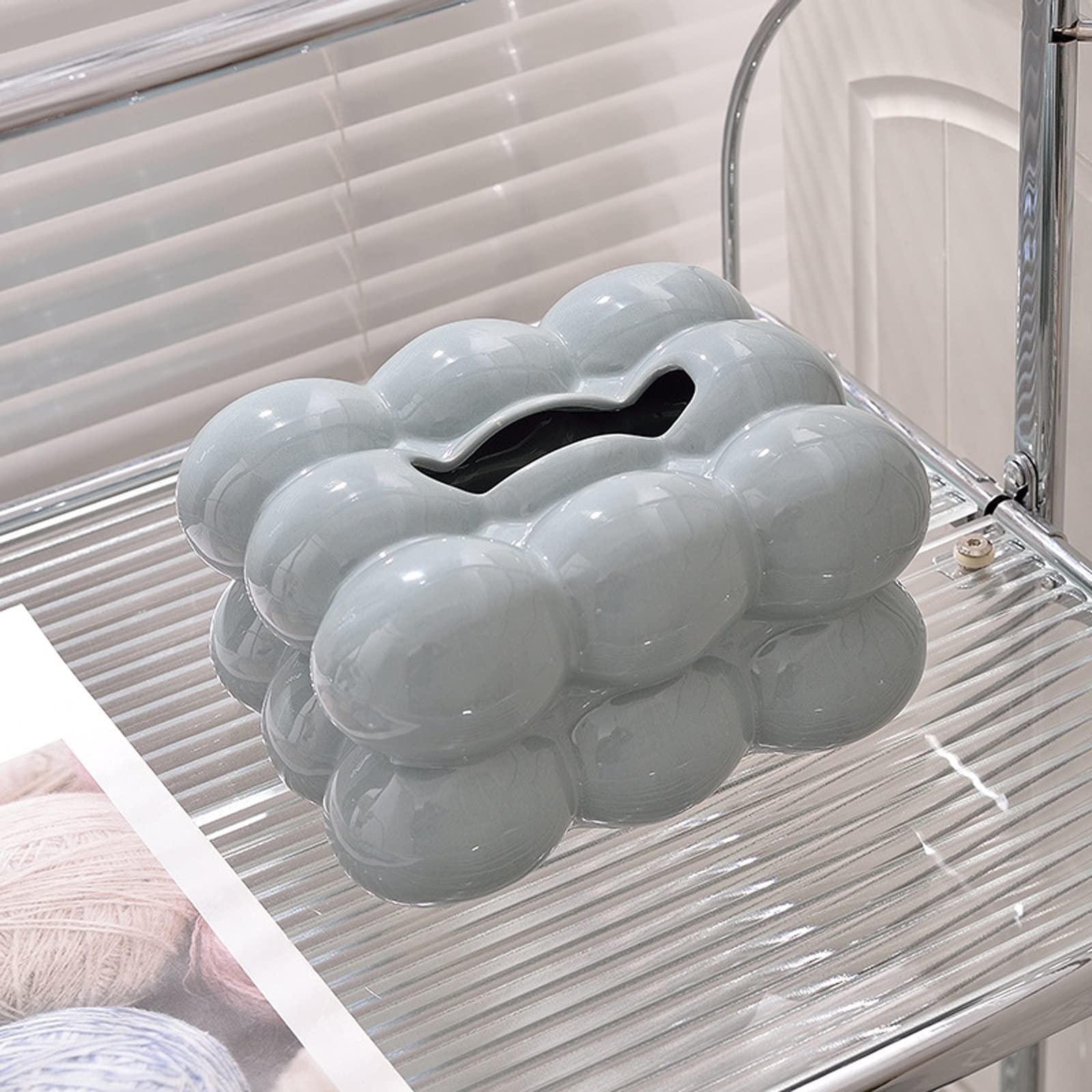 Scatola per fazzoletti cosmetici in plastica con coperchio, scatola per fazzoletti a righe, porta fazzoletti cosmetici, porta fazzoletti decorativo