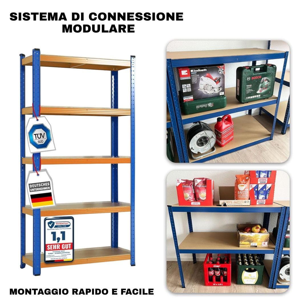 KARAT Scaffale per carichi Pesanti, XXL, 200 x 180 x 60 cm, per Garage, Cantina e Officina, scaffalatura Larga, Cantina, scaffale da Officina (TitanRack Big)