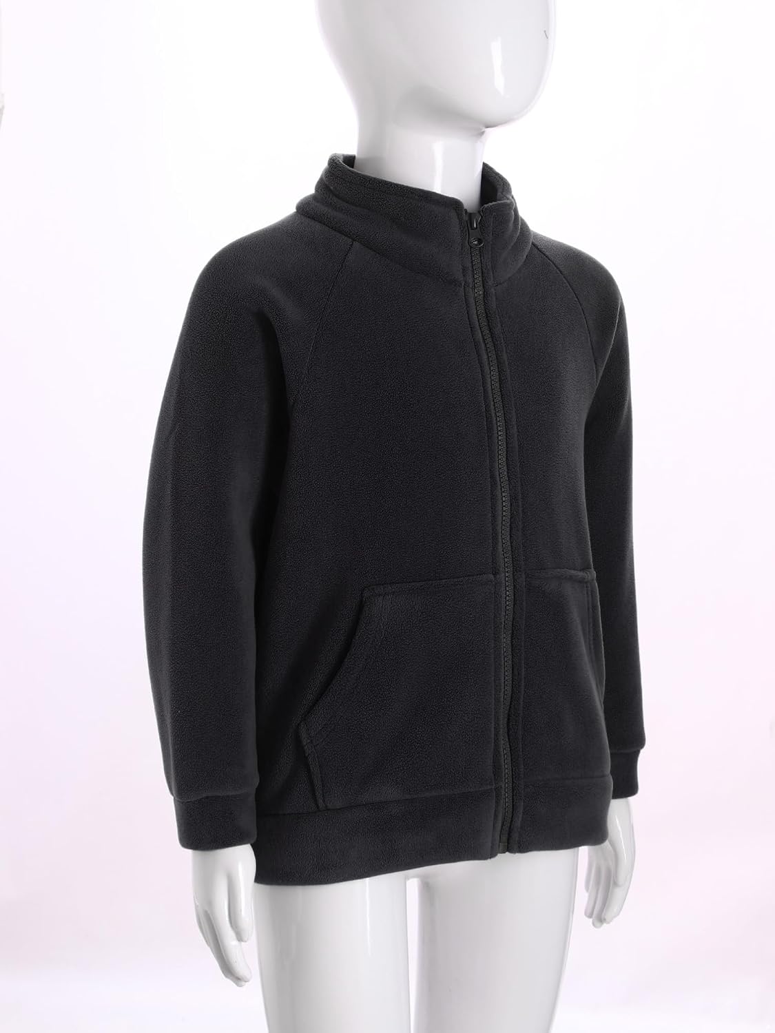 TiaoBug Kids Girls Boys Zip Up Fleece Jacket Warm Thermal Winter Coat Casual Solid Sweatshirt Outwear with Pocket