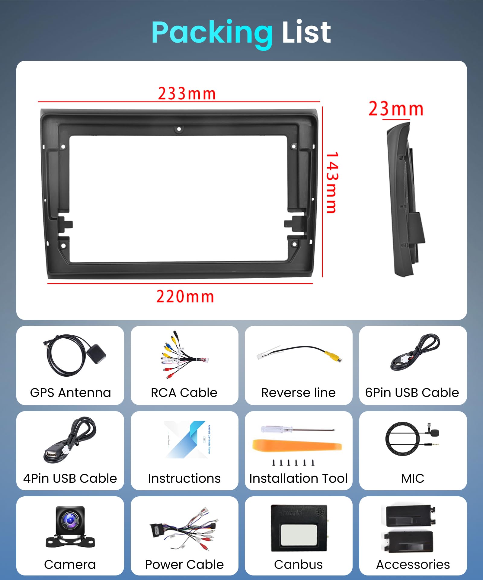 4G+64G Android Radio de Coche para FIAT Bravo 2007-2014 Carplay Wireless 9 Pulgadas HD Bravo Radio con Android Auto Navegación GPS Bluetooth WiFi/FM/RDS/EQ Controles del Volante Cámara Trasera