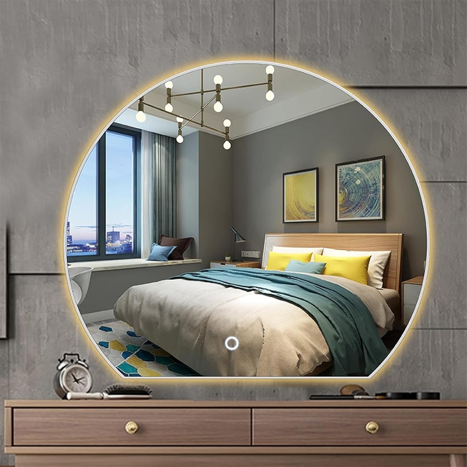 Bathroom Mirror, LED Smart Mirror Illuminated Dresser Mirror Wall Mounted Adjustable(100)