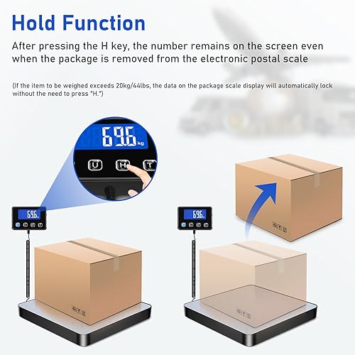 Miniatura 4 de Báscula de envío, báscula digital de alta precisión de 440 lb0.5 oz para paquetes con sujeción, función de tara, báscula postal para pequeñas
