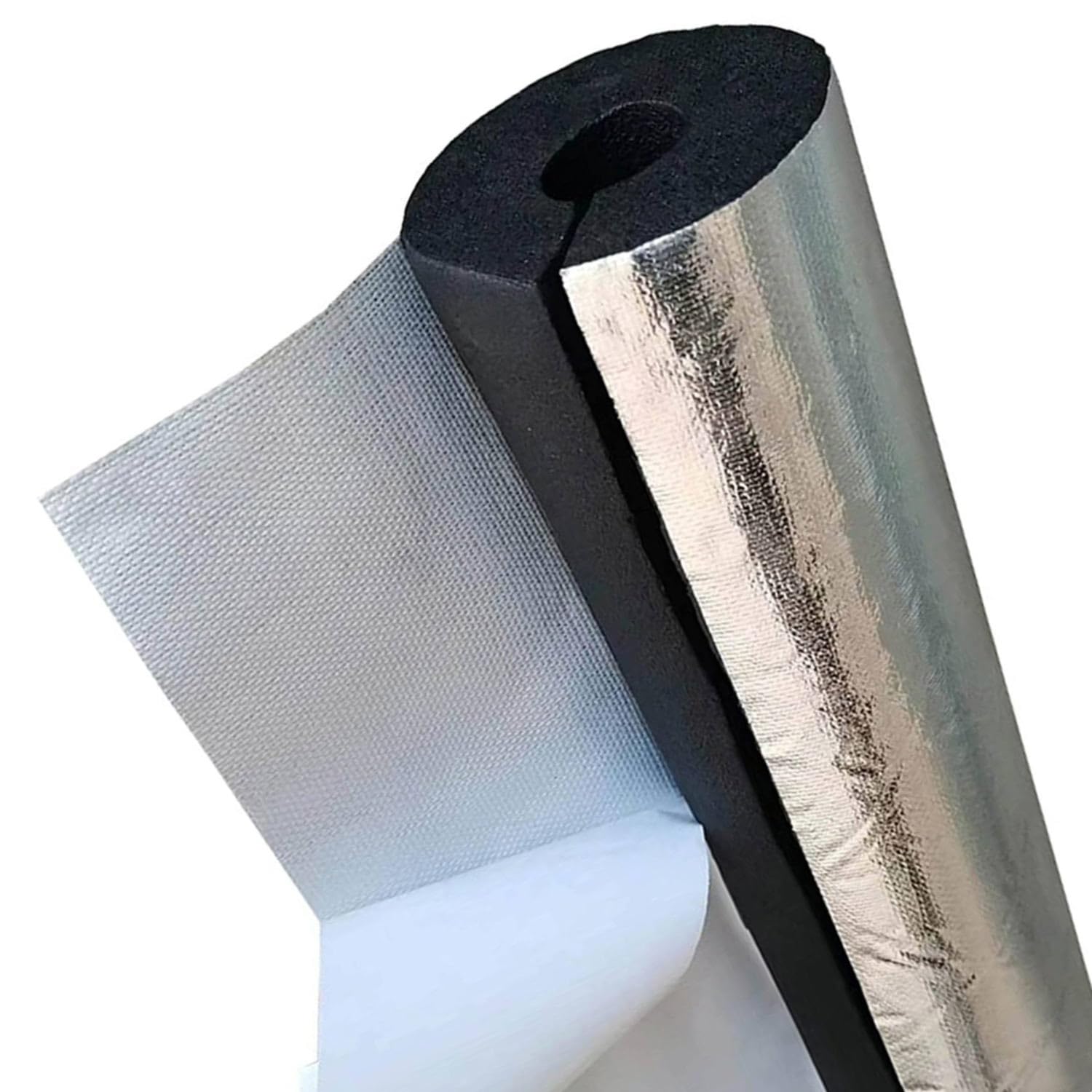 Aislamiento de Tuberías Aislante de Calor Tubo, 16-219mm ID, 10/15/20/30mm Grosor Coquilla Aislante de Papel de Aluminio Autoadhesivo para Coquilla Aislante Tuberías (ID)219mm x (T)20mm x (L)0.9m
