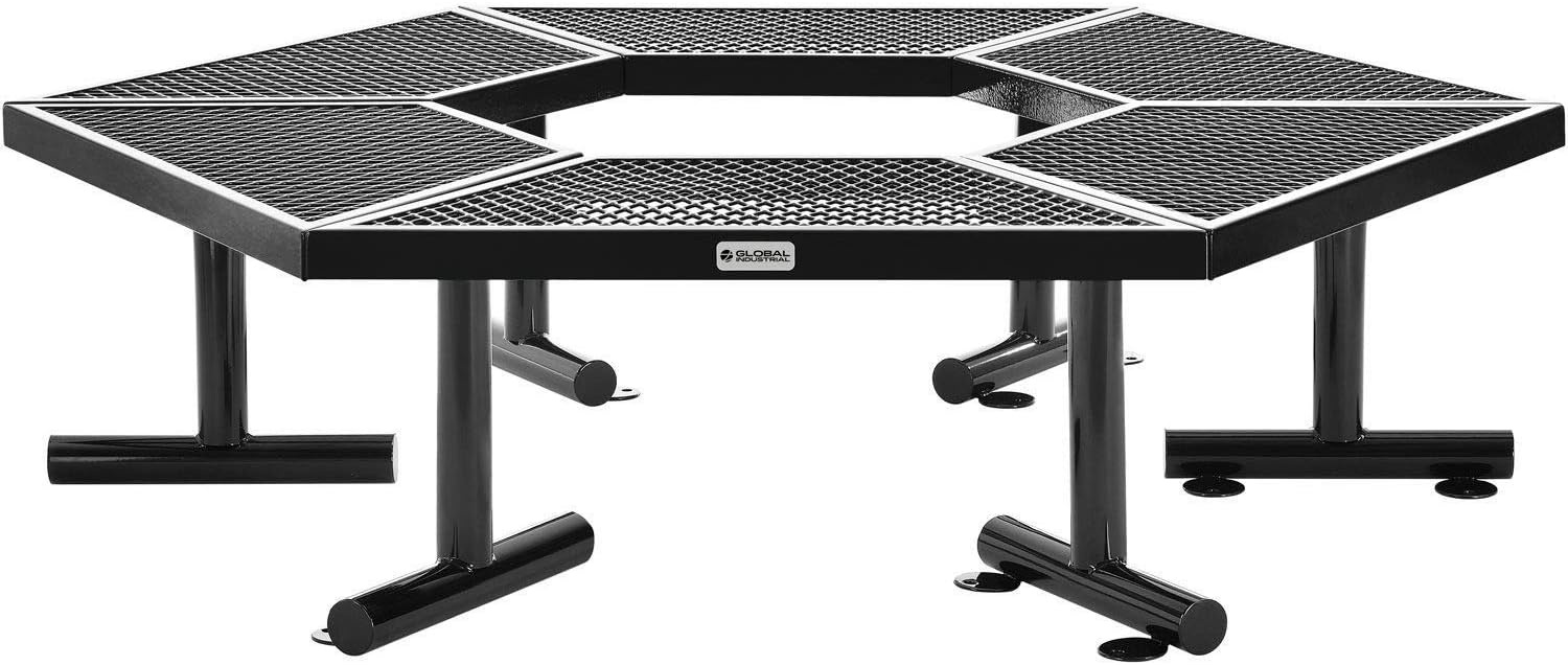 Global IndustrialHexagon Outdoor Tree Bench, Expanded Metal, 73" L x 63" W x 18" H, Black
