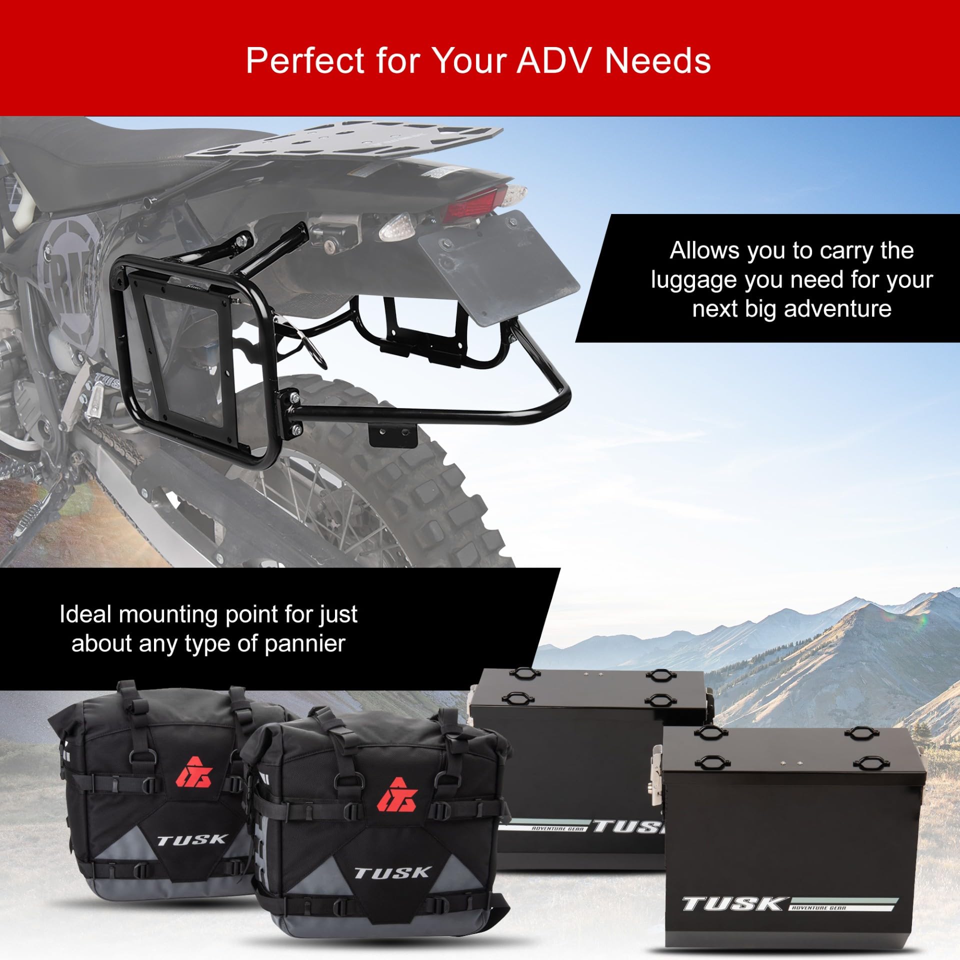 Amazon.com: Tusk Pannier Racks Adventure Luggage Mounting System