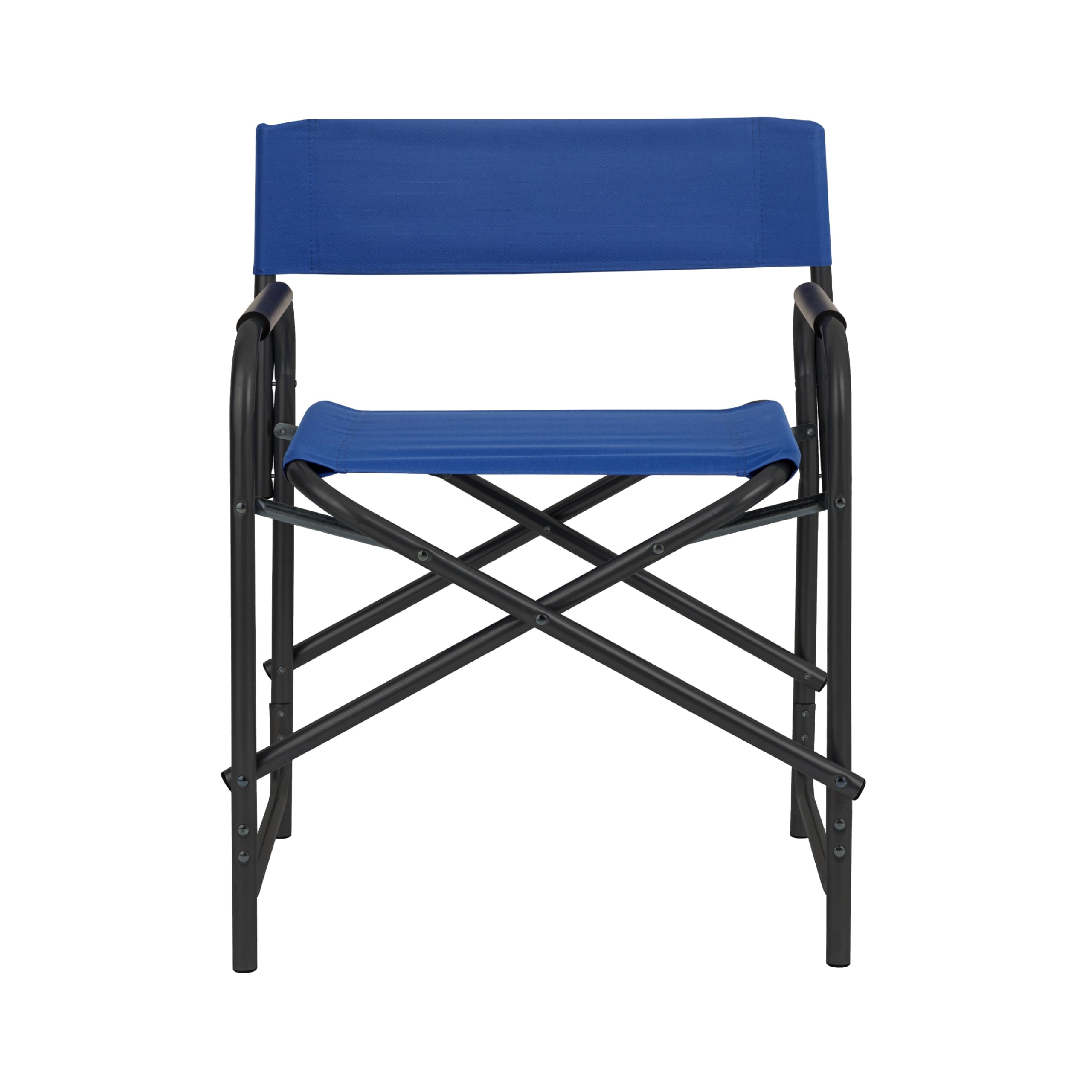 Baroni Home Silla de Director Plegable de Acero Tubular para Camping, Playa, Pesca, jardín, Ahorra Espacio, con reposabrazos Acolchados de Esponja, 56x44x76 cm (Azul)