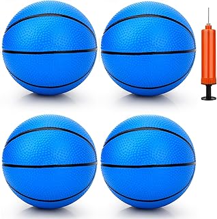 7 Inch PVC Mini Basketball for Indoor Basketball Hoops, Soft 7" Rubber Small Replacement Basketball for Over Door Basketball Hoop Sets, Little Basketballs for Kids (4 PCS with Air Pump)