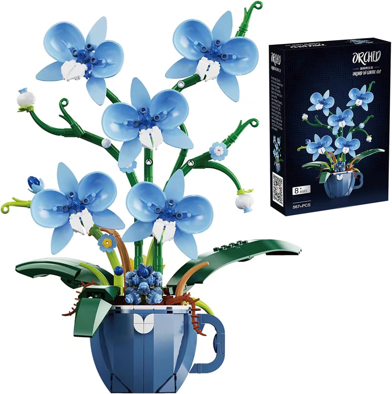 Blue Orchid Flower Building Set for Adults,...