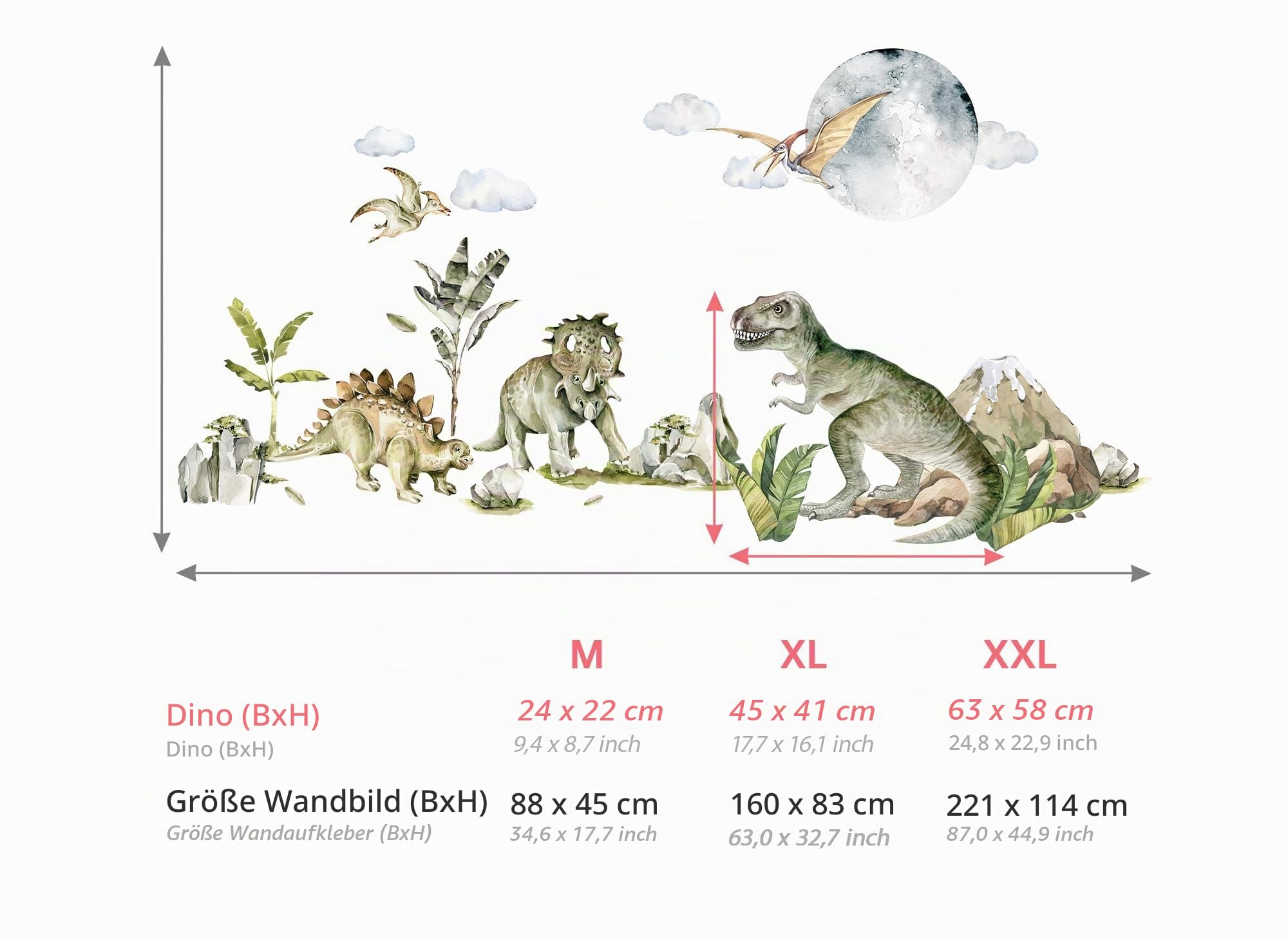 Grandora XXL Dinosaurier Wandtattoo für Kinderzimmer Dino Wandsticker DL819-5