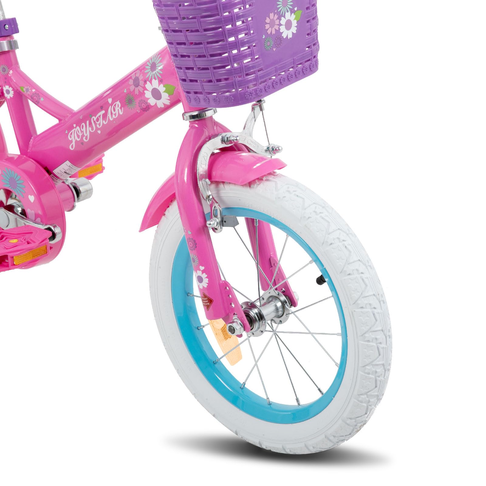 JOYSTAR Bicyclette 12/14/16 pouces pour enfants de 2 à 7 ans avec stabilisateurs, bicyclette pour filles avec panier et serpentins et siège pour poupée