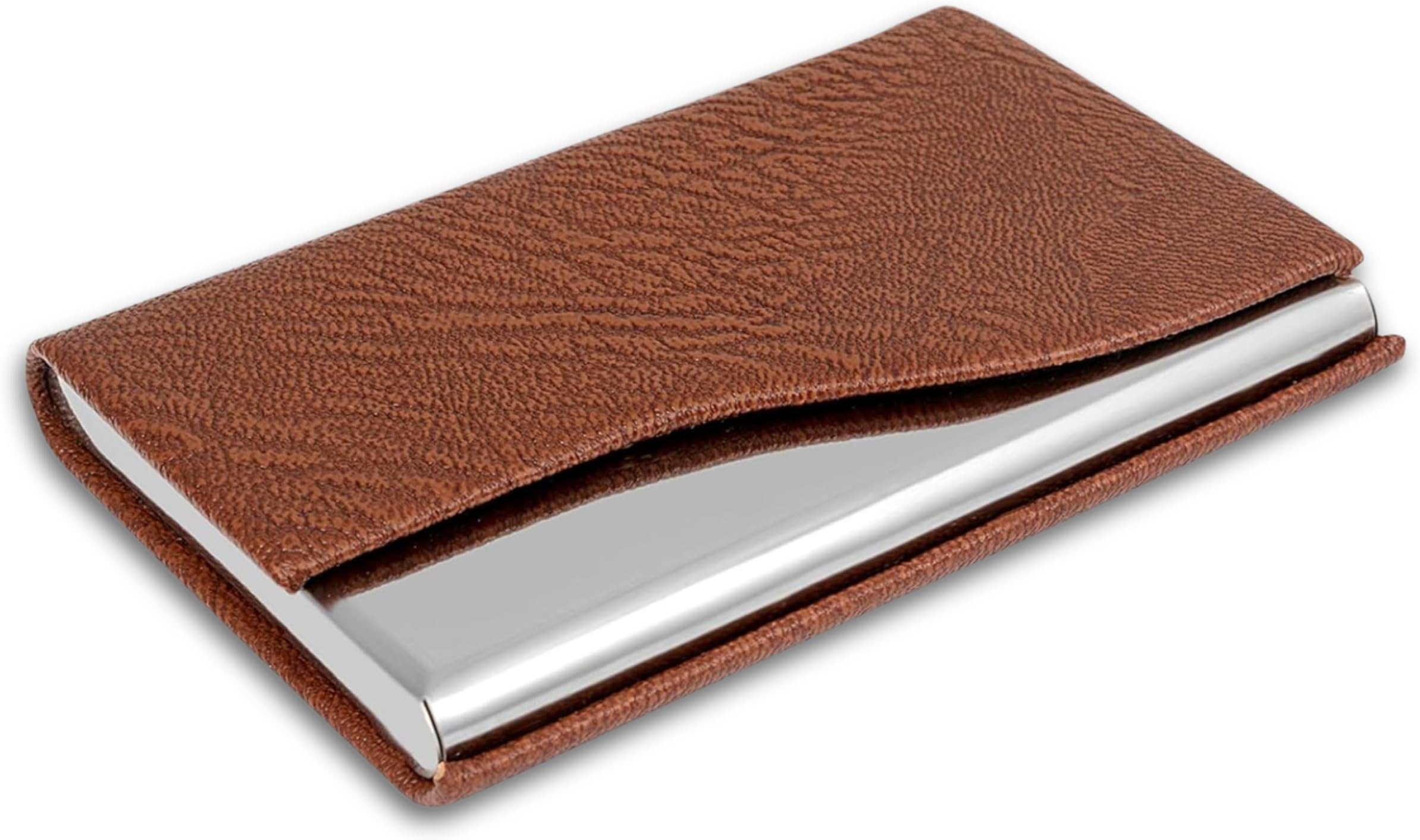 OFIXO eather Business Card Holder Card Name ID Credit Card Wallet Stainless Steel Card Case for Men Women (OFX-1189)