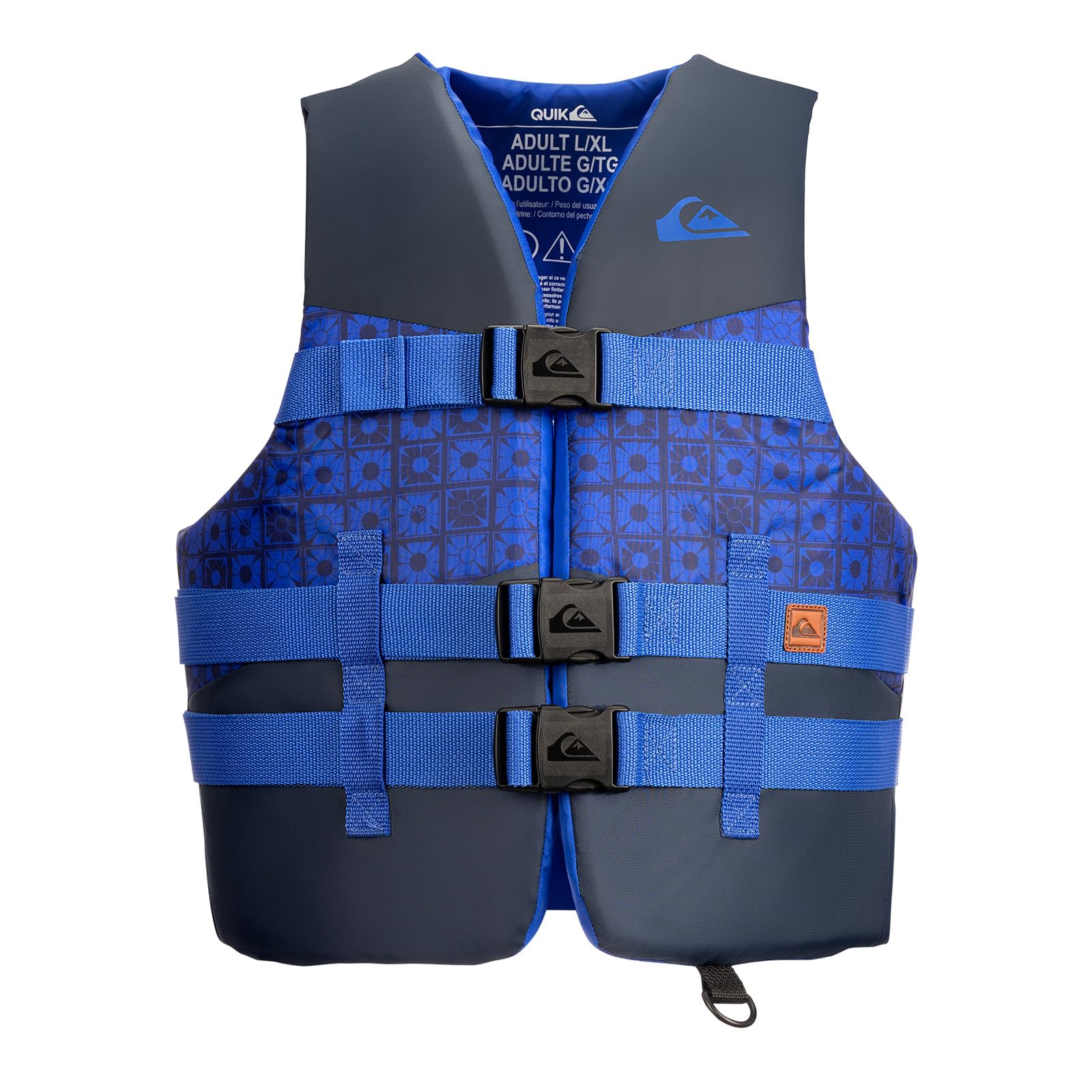 QUIKSILVER USCG Approved Men's Life Vest Type III PFD, Lightweight EPE Foam Life Jackets with Quick-Release Buckles and Drain Holes, for Fishing,