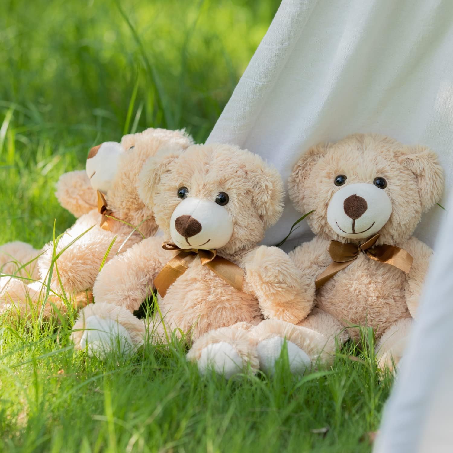 Yeqivo Orsi di peluche Animali imbalsamati Giocattoli di peluche Regalo per Bambino Fidanzata 13.5 Pollici per Natale San Valentino Compleanno Matrimonio Festa (Khaki,5 Pcs)